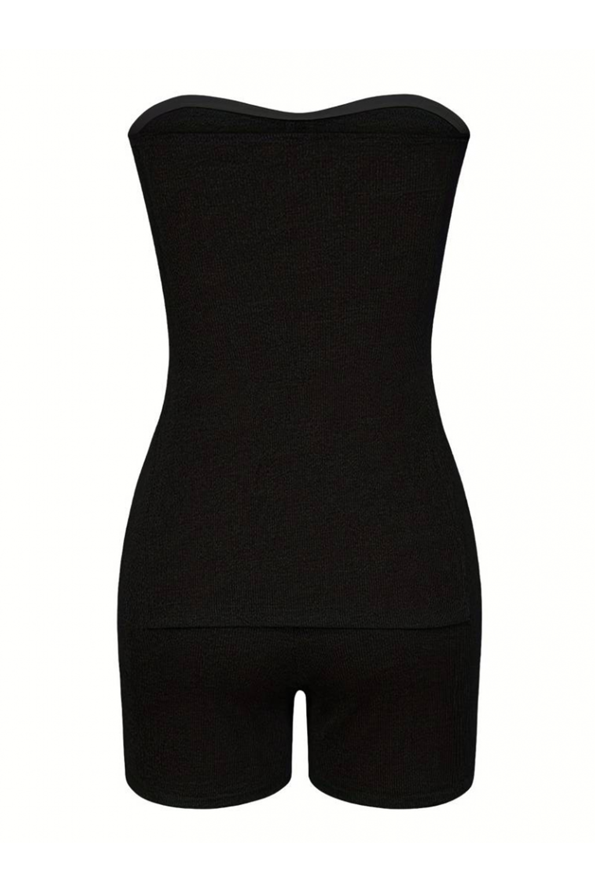 Kadın Iki Yanı Yırtmaçlı Straplez Bluz şort Tayt Kaşkorse Ikili Takım