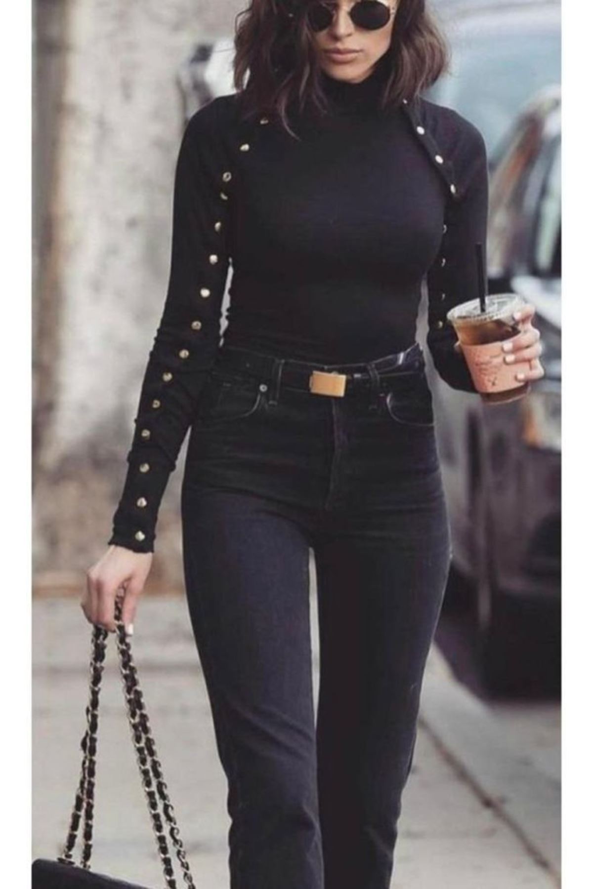 Kadın Bisiklet Yaka Kolları çıtçıtlı Kaşkorse Kumaş Bluz