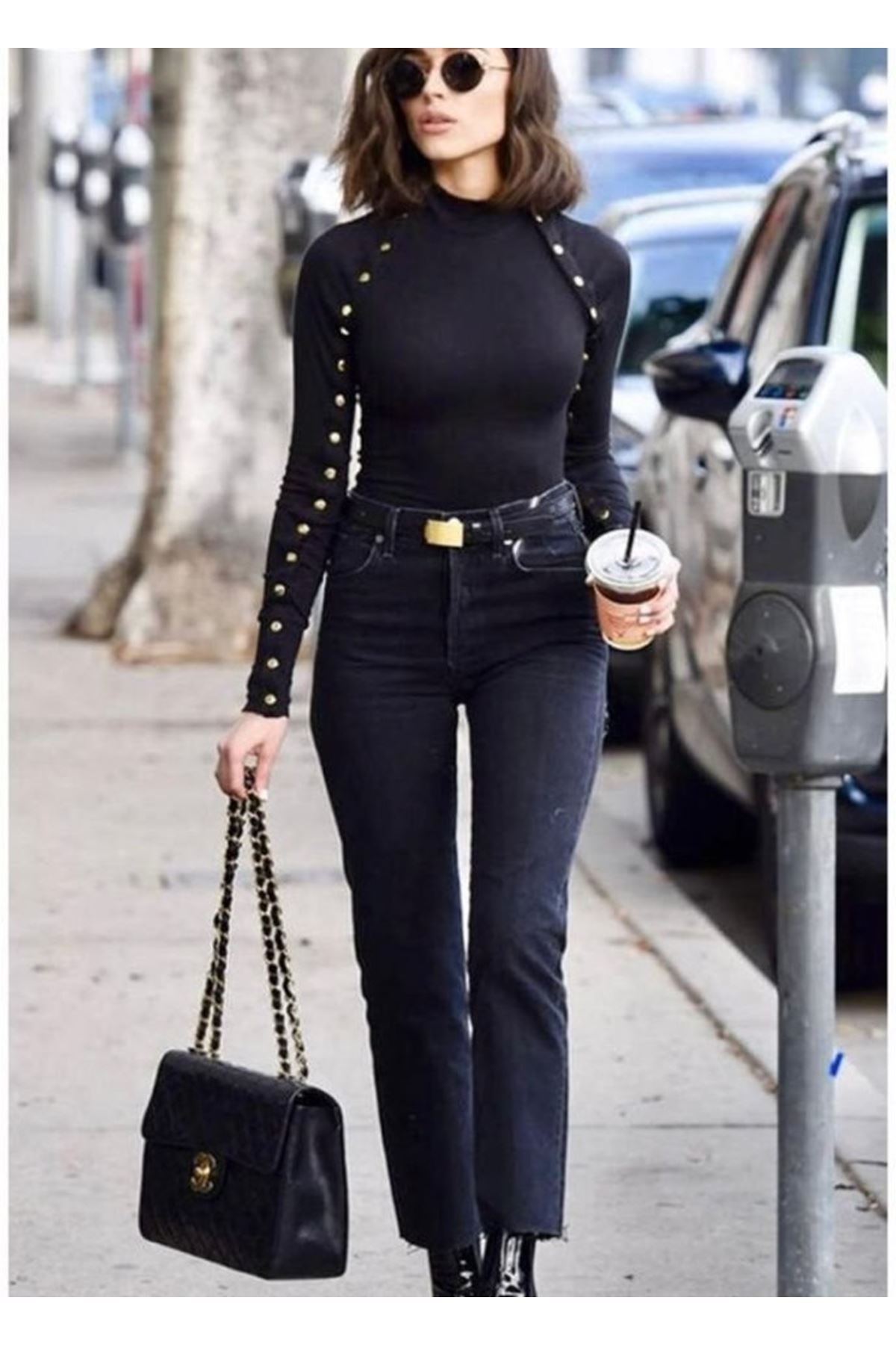 Kadın Bisiklet Yaka Kolları çıtçıtlı Kaşkorse Kumaş Bluz