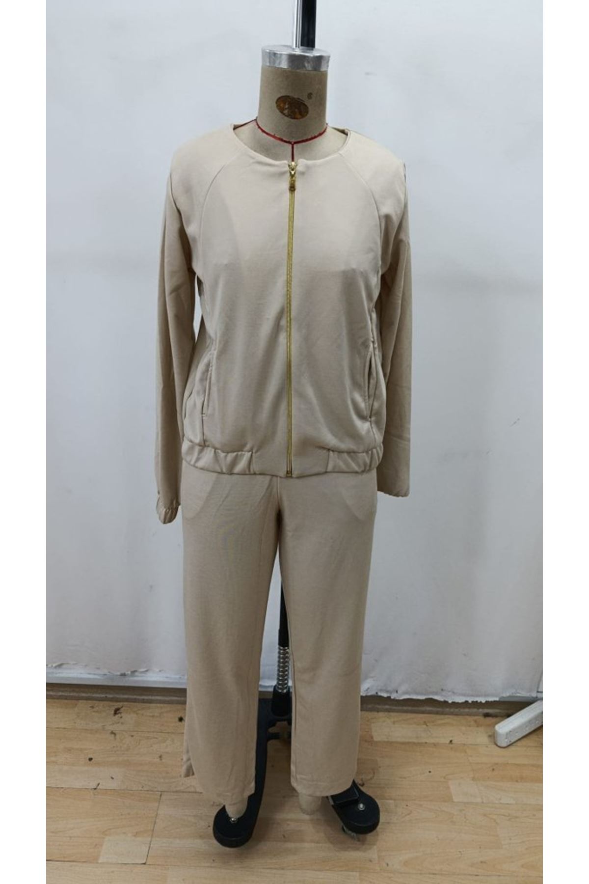 Kadın Uzun Kollu önden Fermuarlı Modal Ceket Ve Pantolon Ikili Takım