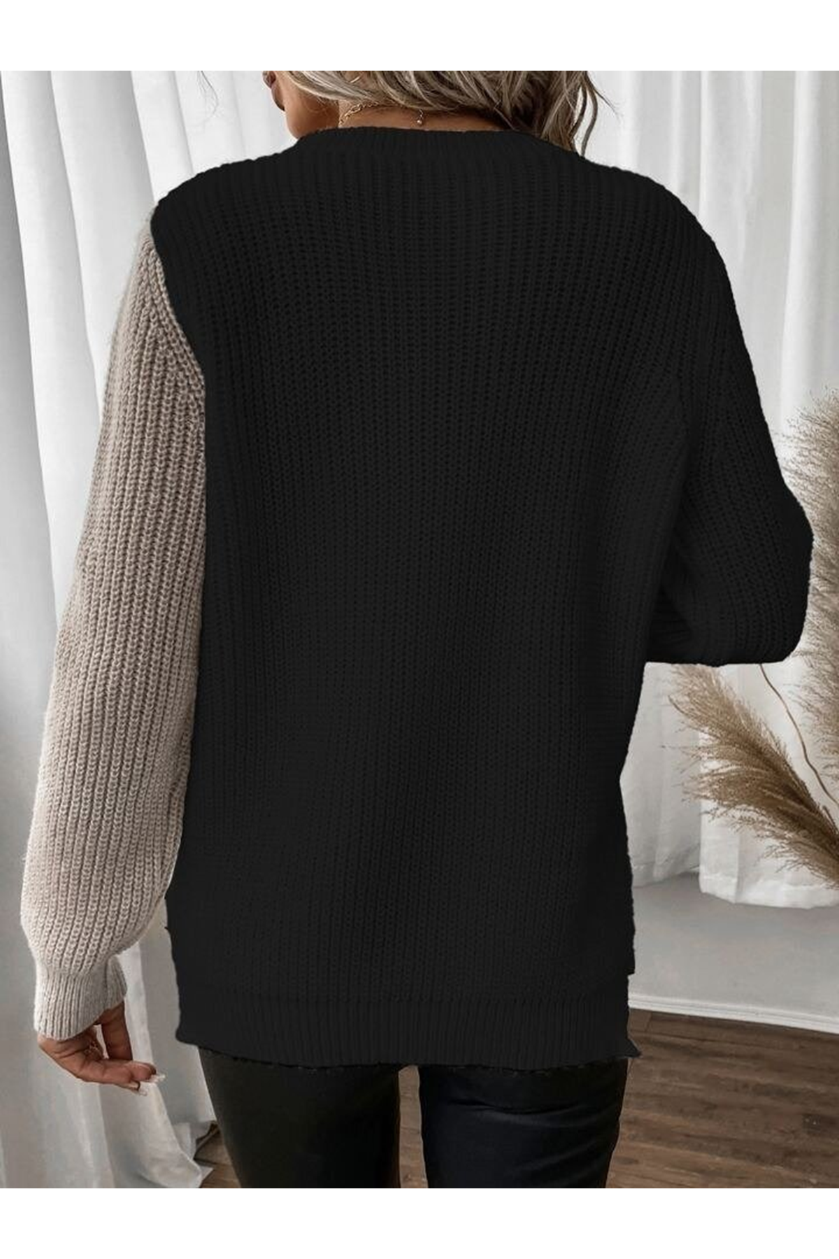 Kadın Uzun Kollu üç Renk Triko Bluz