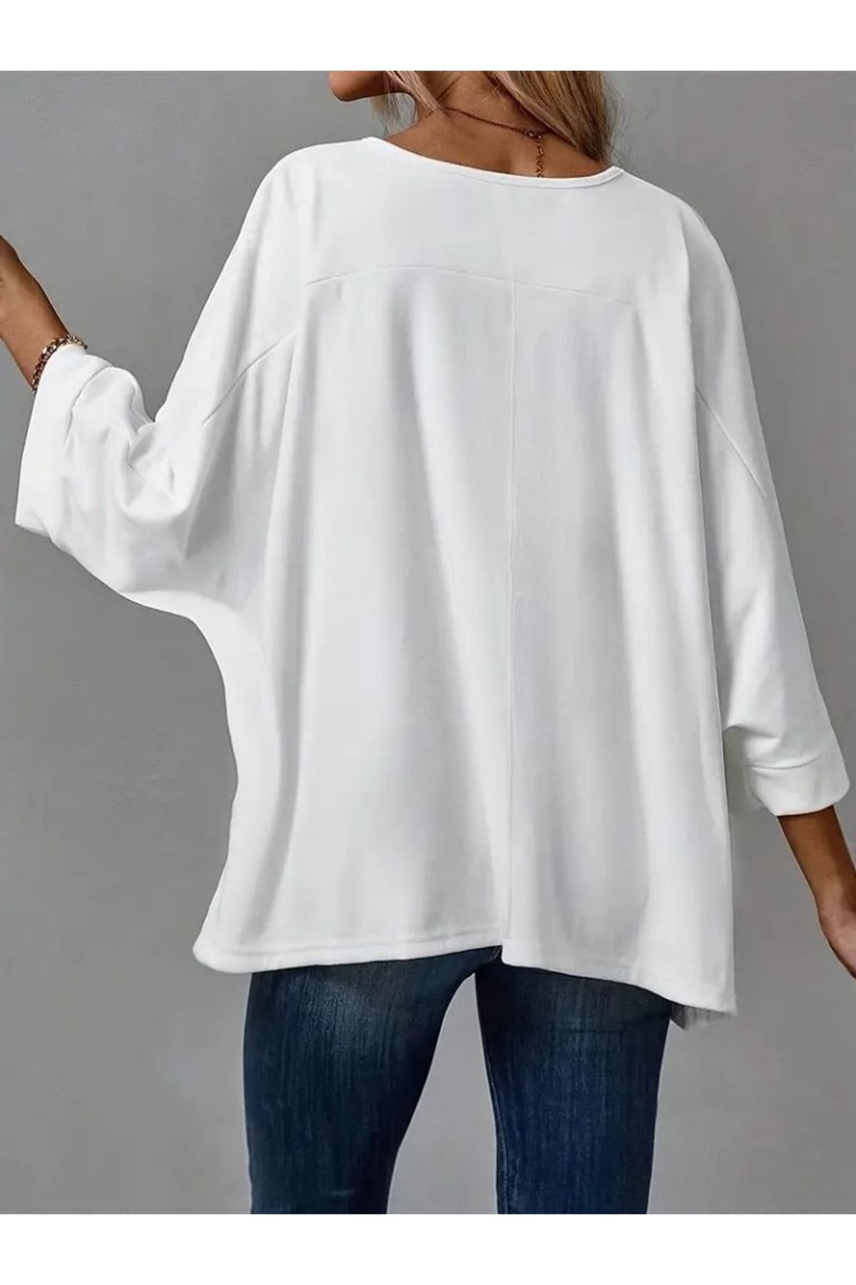 Kadın Truvakar Kollu Bisiklet Yaka Viskon Bluz