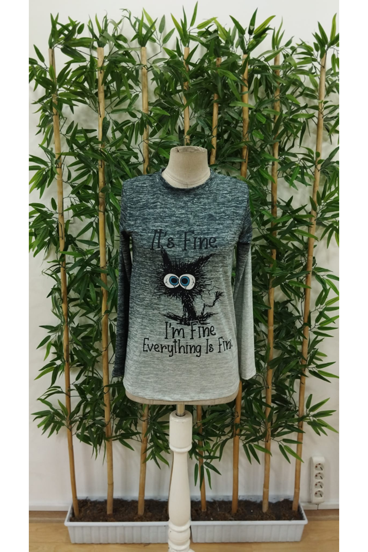 Kadın Uzun Kollu Bisiklet Yakalı Desenli Süprem Bluz