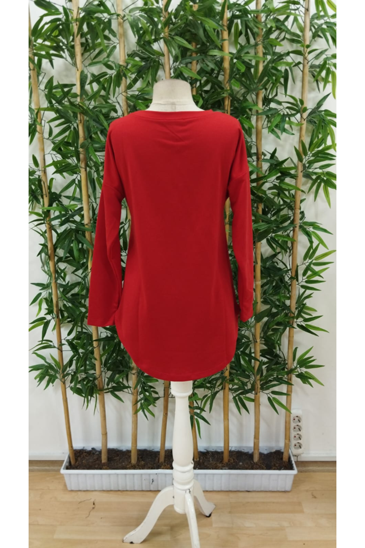 Kadın Uzun Kollu Yuvarlak Yaka Salaş Iki Iplik Bluz