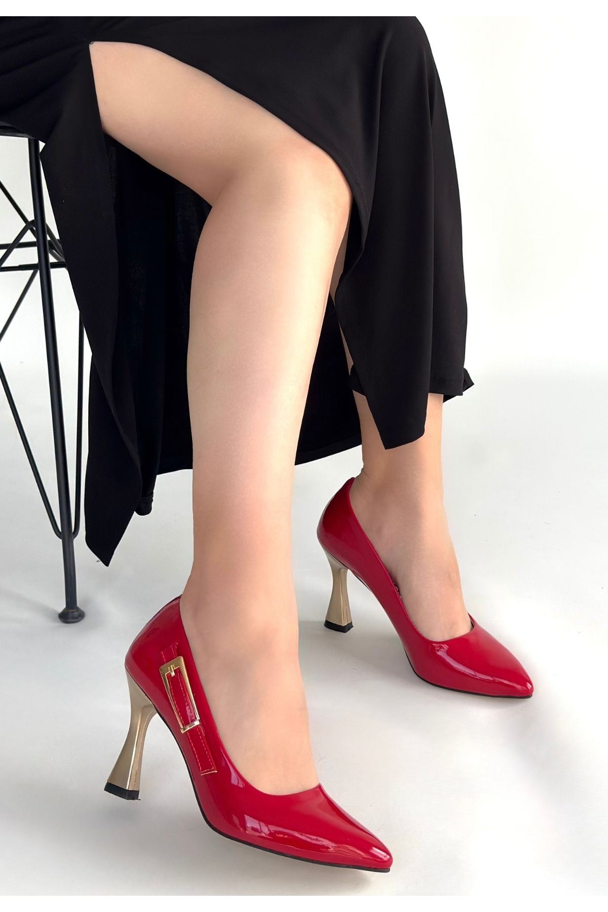 Motya Kırmızı Rugan Topuklu Ayakkabı
