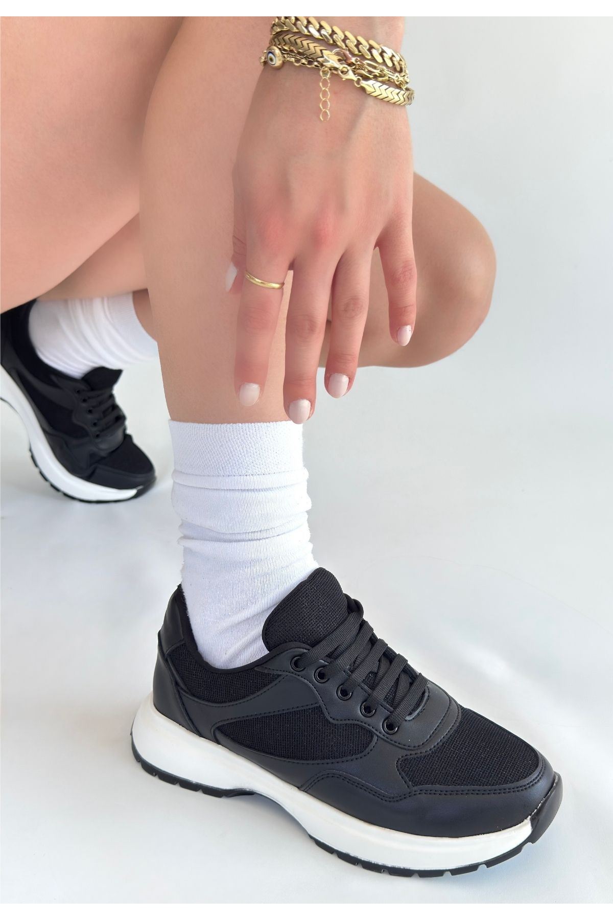 Slar Siyah Cilt Bağcıklı Spor Ayakkabı