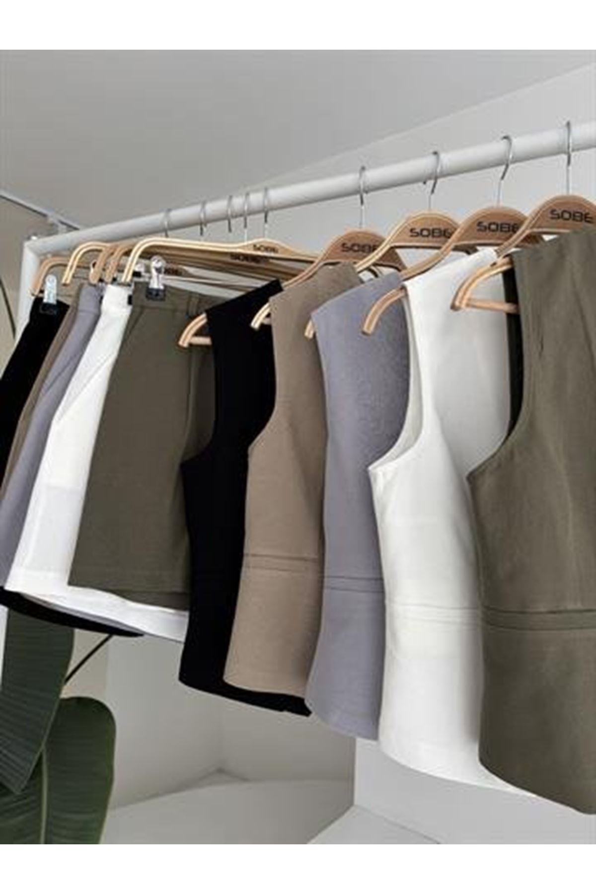 Yelek Şort Flamlı Keten Takım 10133-17