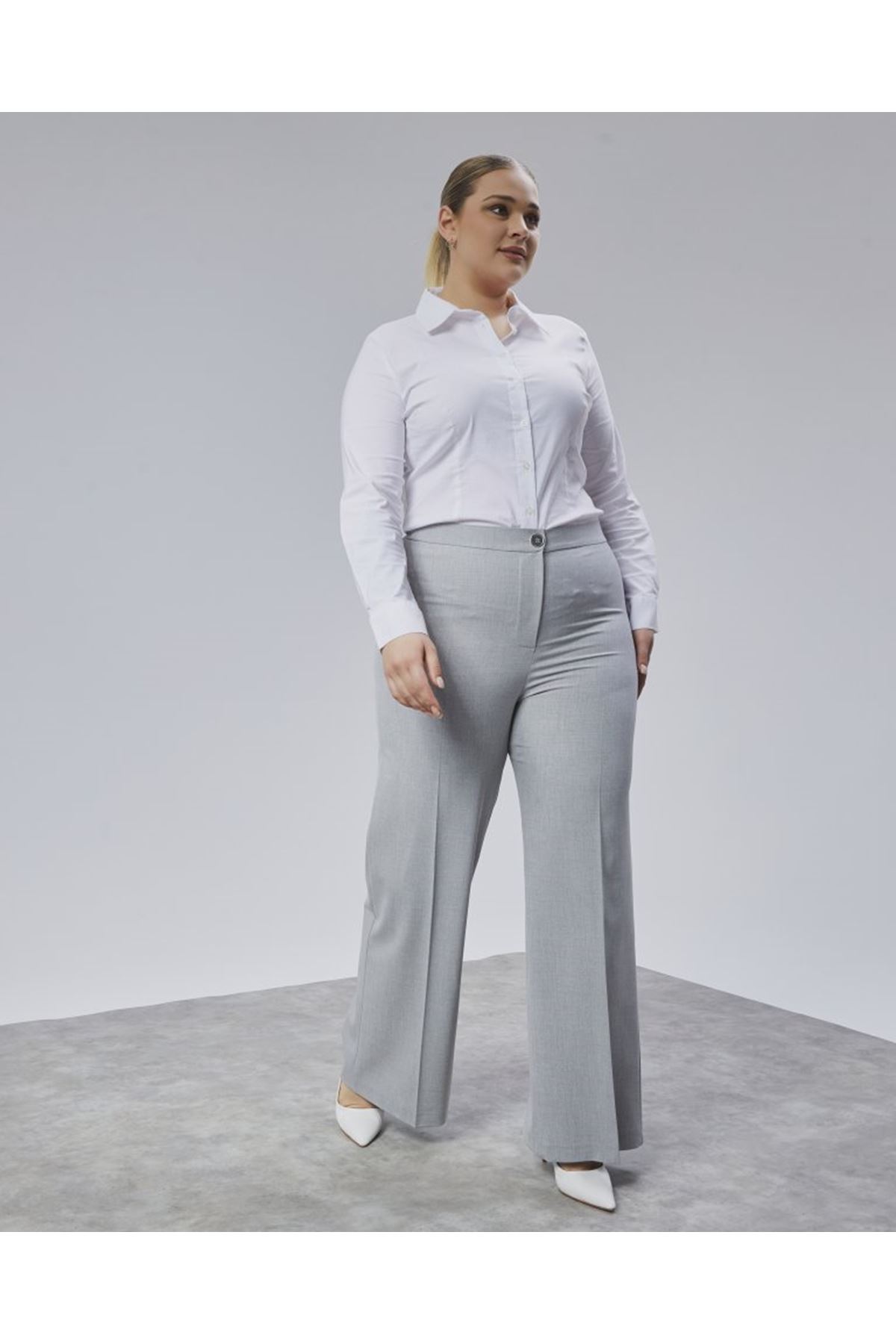 Poly Viscose Full Lycra Beli̇ Lasti̇kli̇ Battal Pantolon