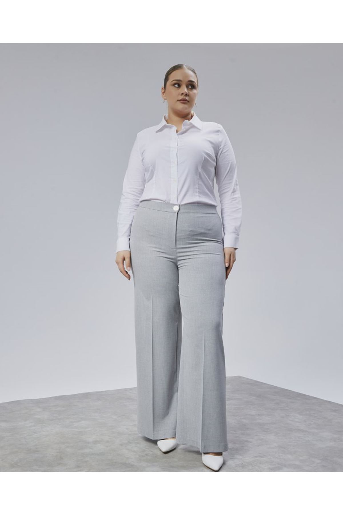 Poly Viscose Full Lycra Beli̇ Lasti̇kli̇ Battal Pantolon