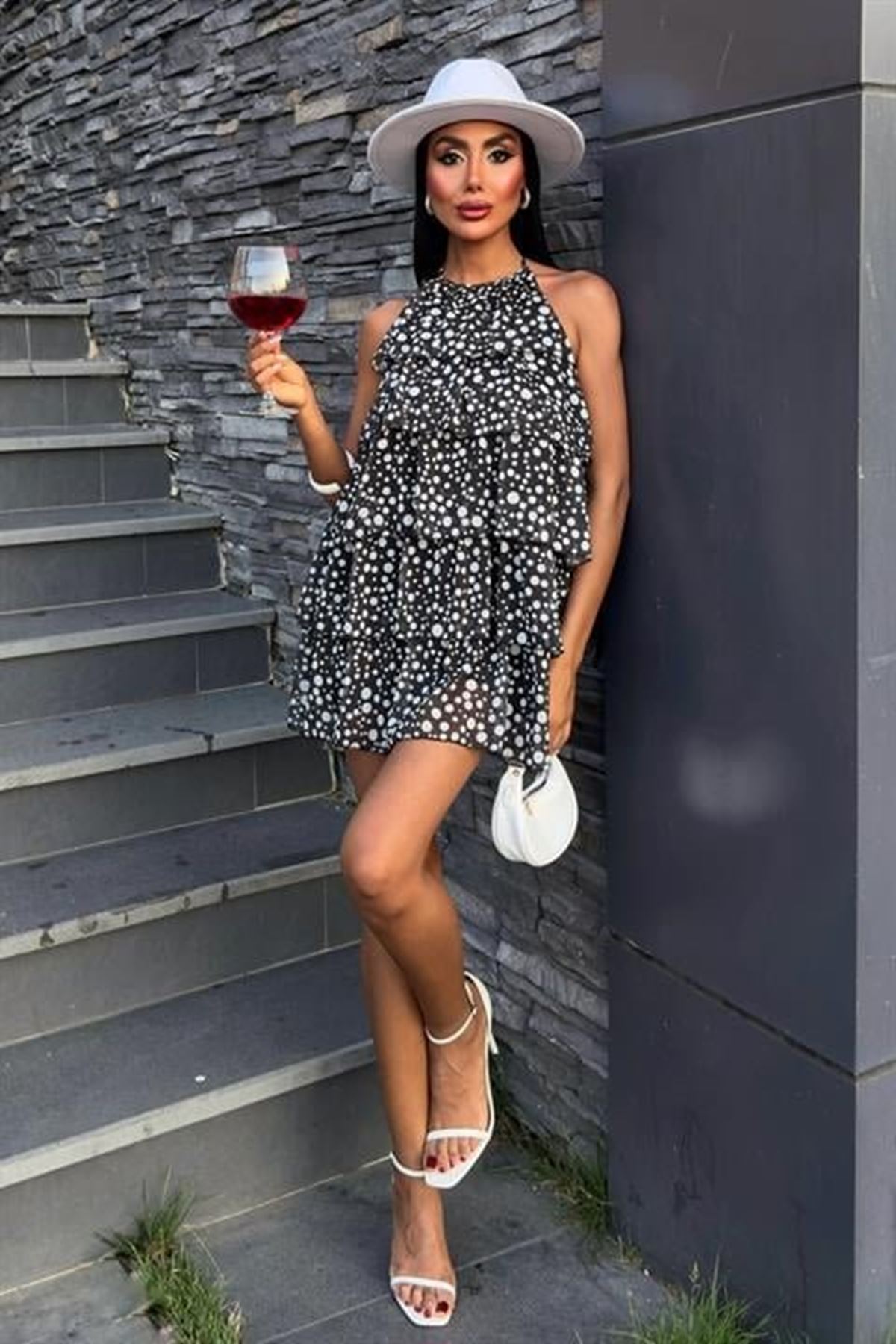 Fırfırlı Şifon Elbise 2905-08