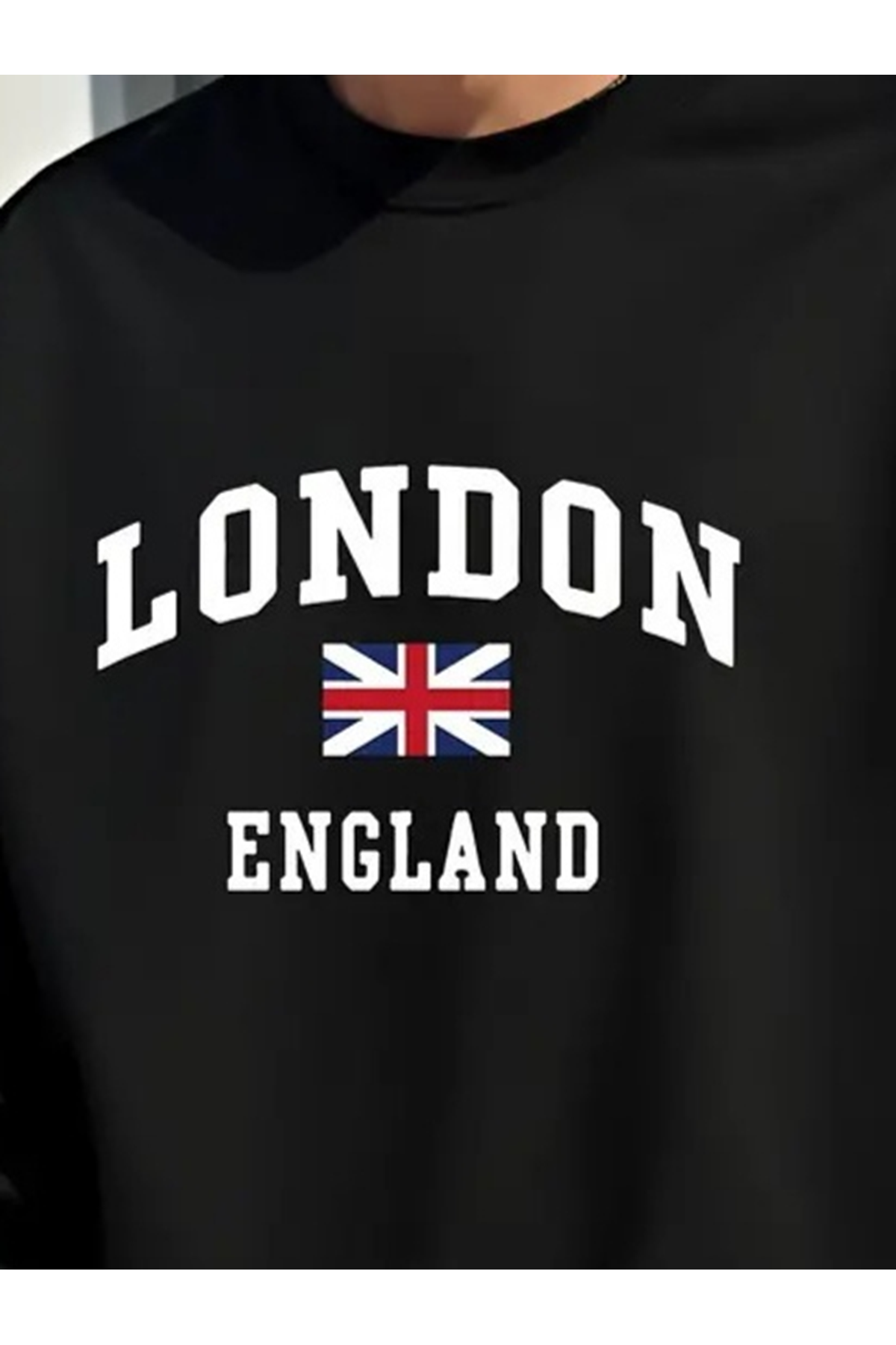 Erkek Uzun Kollu Bisiklet Yaka Yazı Baskılı Iki Iplik Sweat