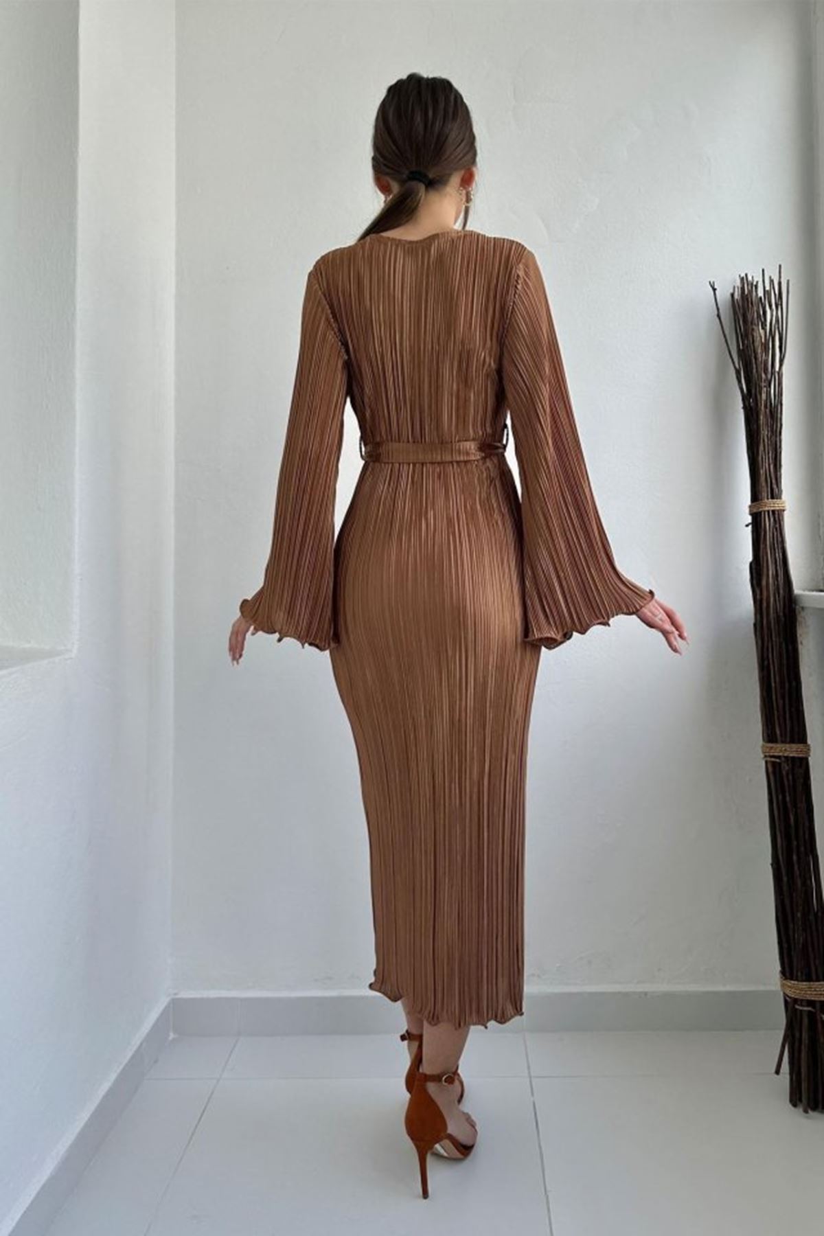 Vizon İspanyol Kol Piliseli Elbise