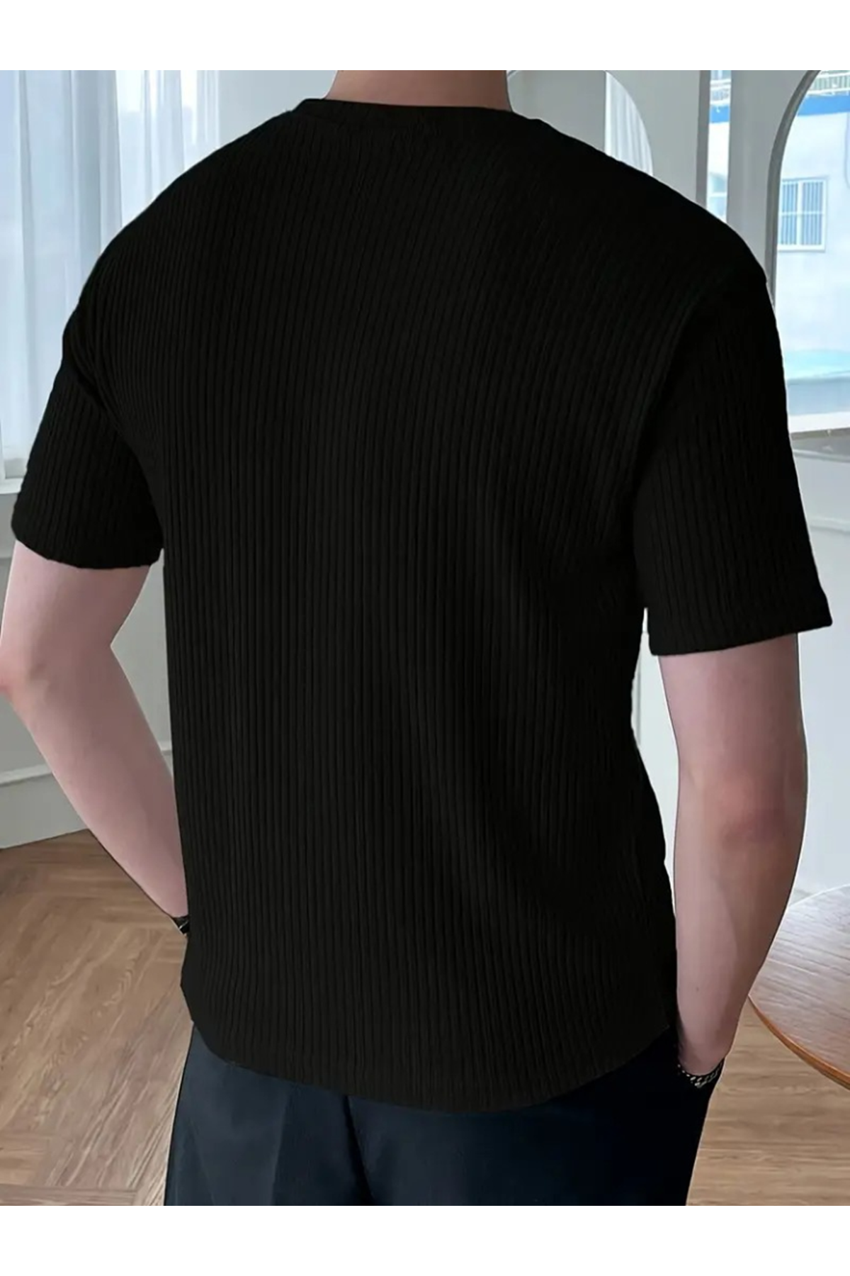 Erkek Kısa Kollu Bisiklet Yaka Triko Tişört