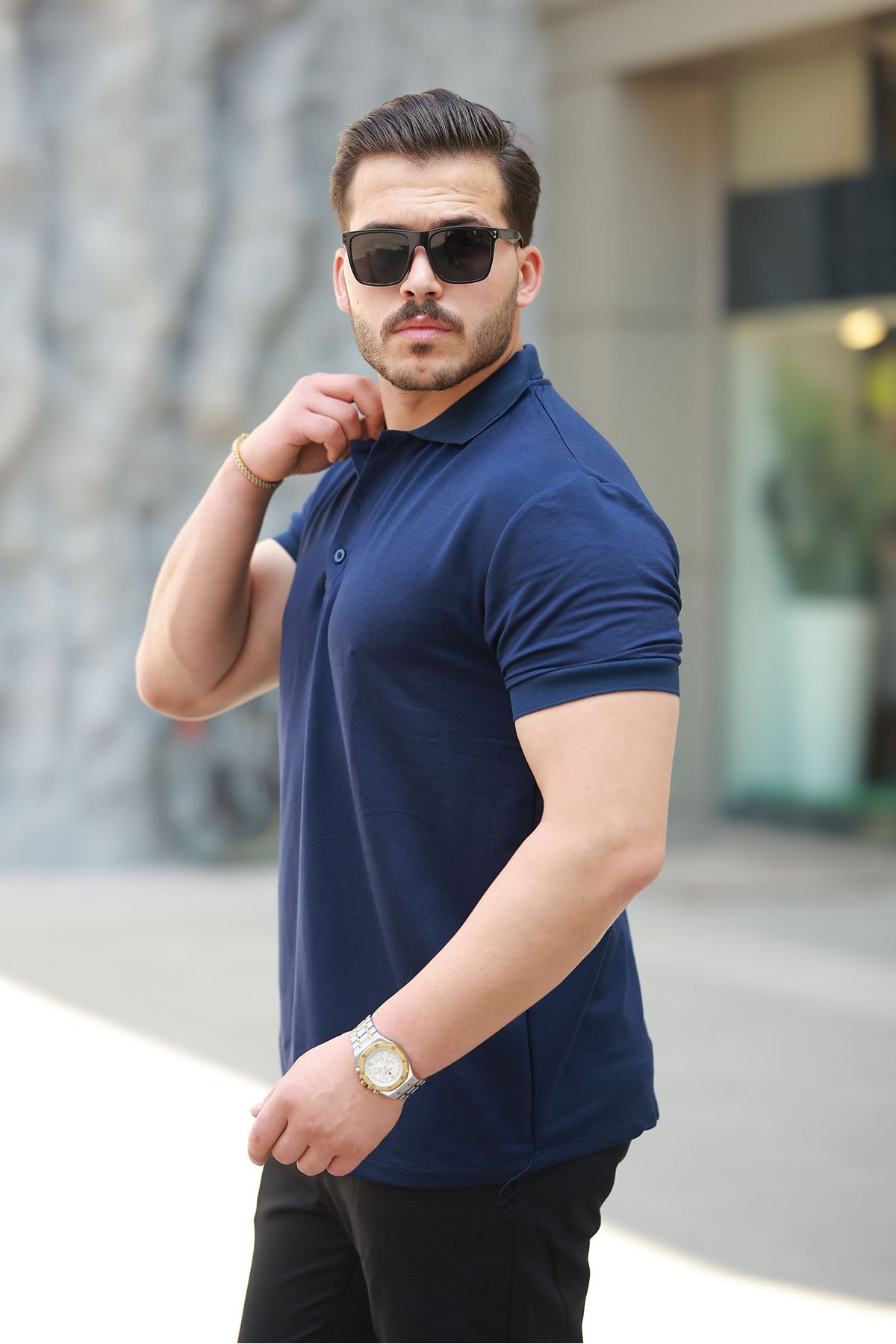 Erkek Kısa Kollu Yakalı Viskon Iki Iplik Erkek Tişört