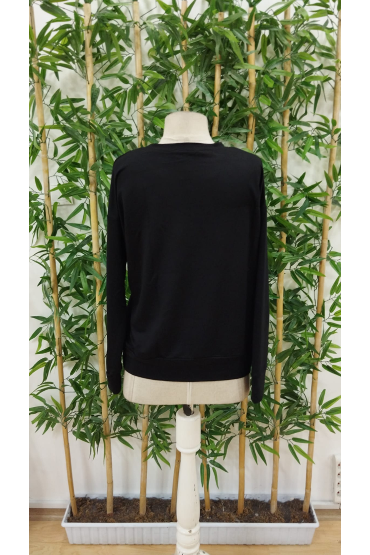 Kadın Uzun Kollu Bisiklet Yaka Viskon Iki Iplik Bluz