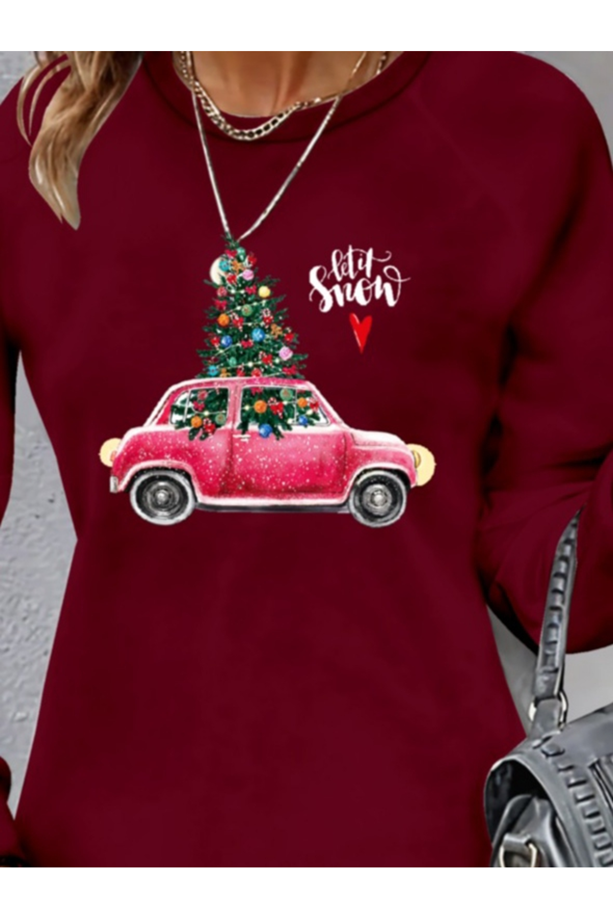 Kadın Uzun Kollu Bisiklet Yaka Desenli Viskon Iki Iplik Elbise