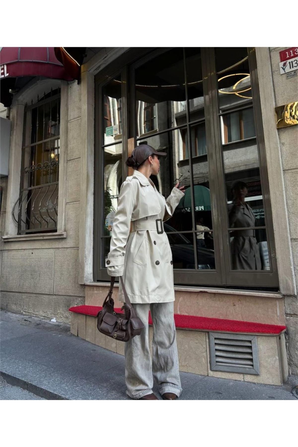 TRENCH KISA ŞANEL BOY - Ekru