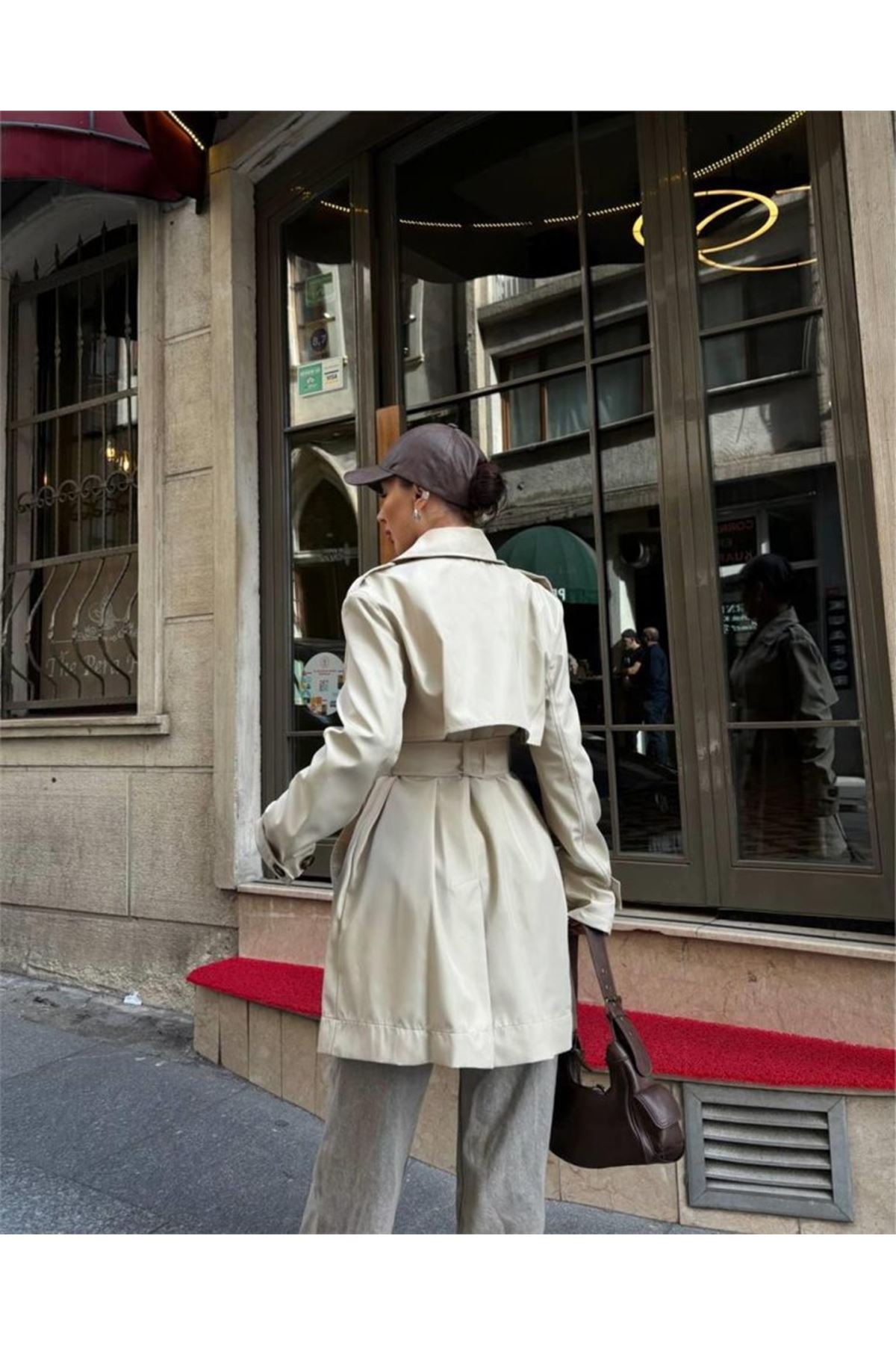 TRENCH KISA ŞANEL BOY - Ekru