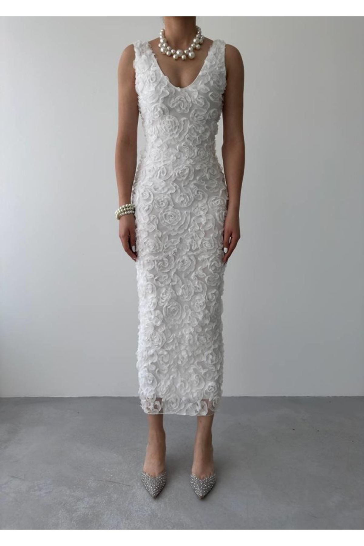 Kren Gül Detaylı Elbise