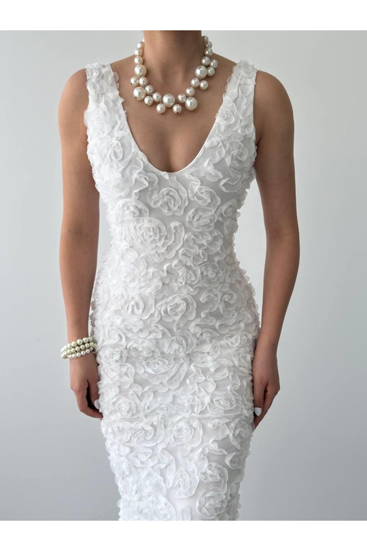 Kren Gül Detaylı Elbise