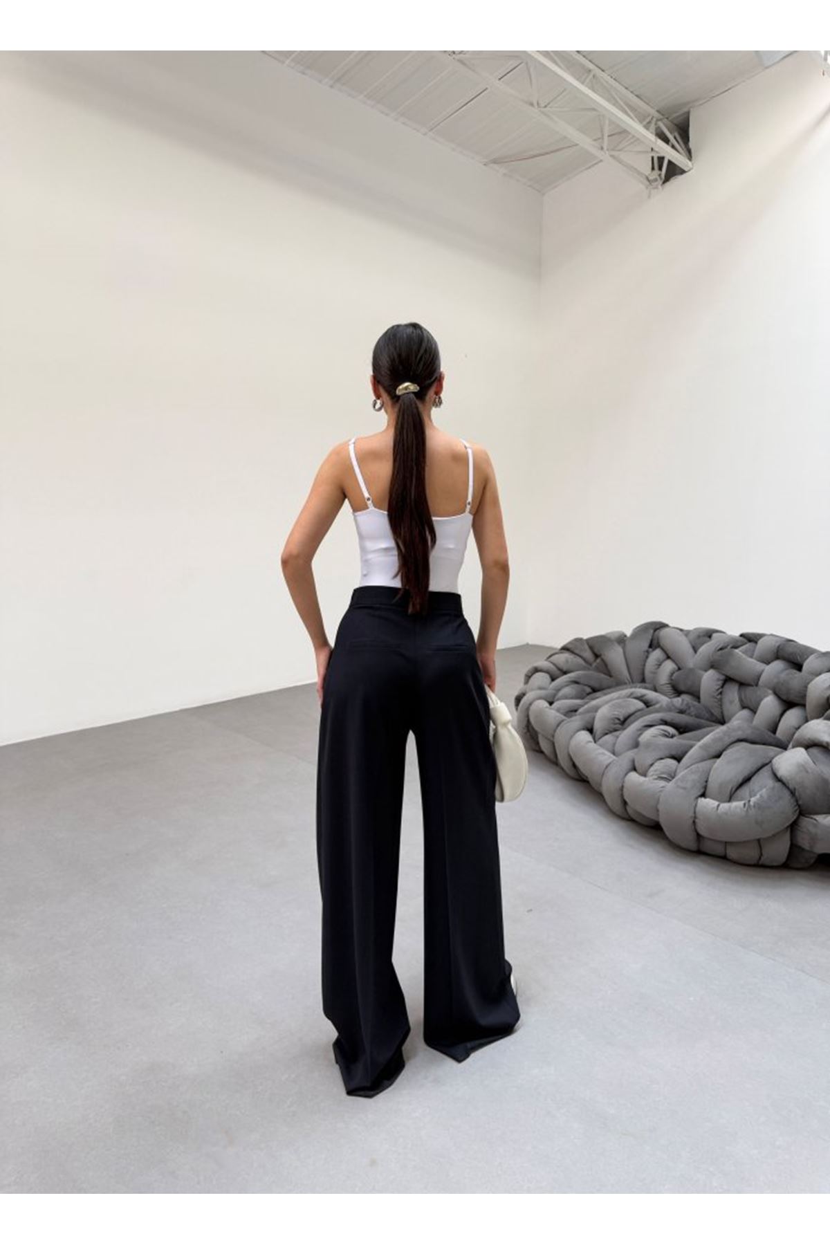 230 Gr Poly Viscose Full Lycra Pi̇leli̇ Palazzo Pantolon