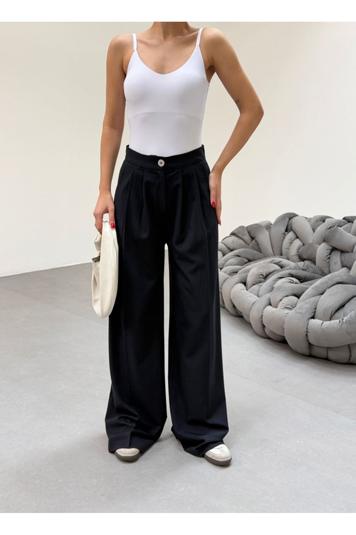 230 Gr Poly Viscose Full Lycra Pi̇leli̇ Palazzo Pantolon