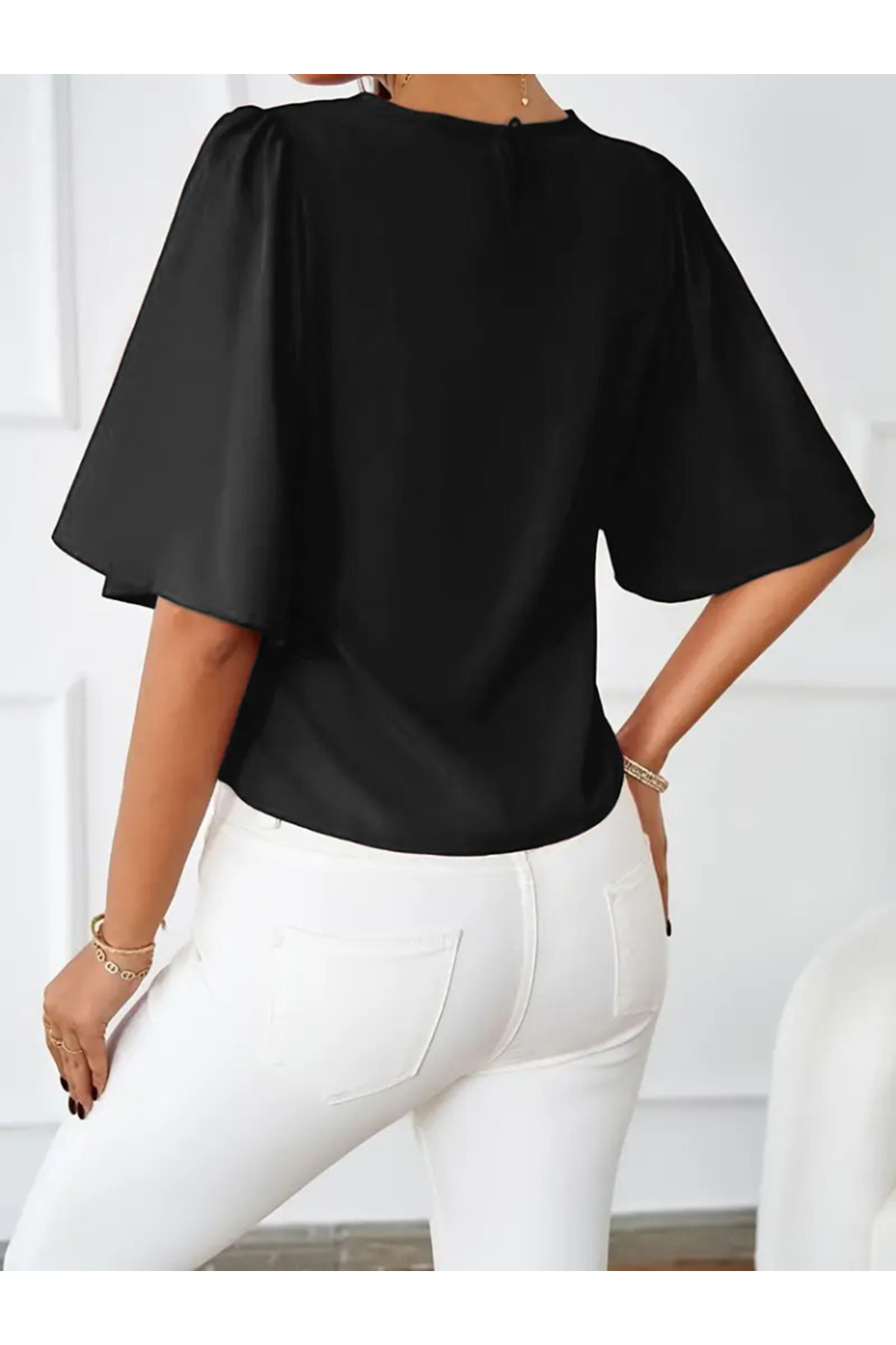 Kadın Kısa Kollu Yuvarlak Yaka Sandy Bluz