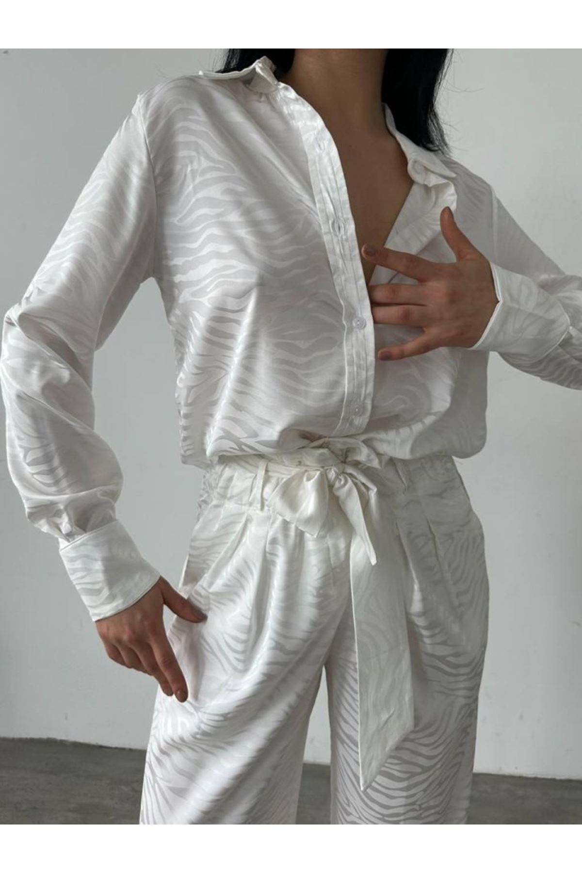 Gömlek - Pantolon Saten İkili Takım