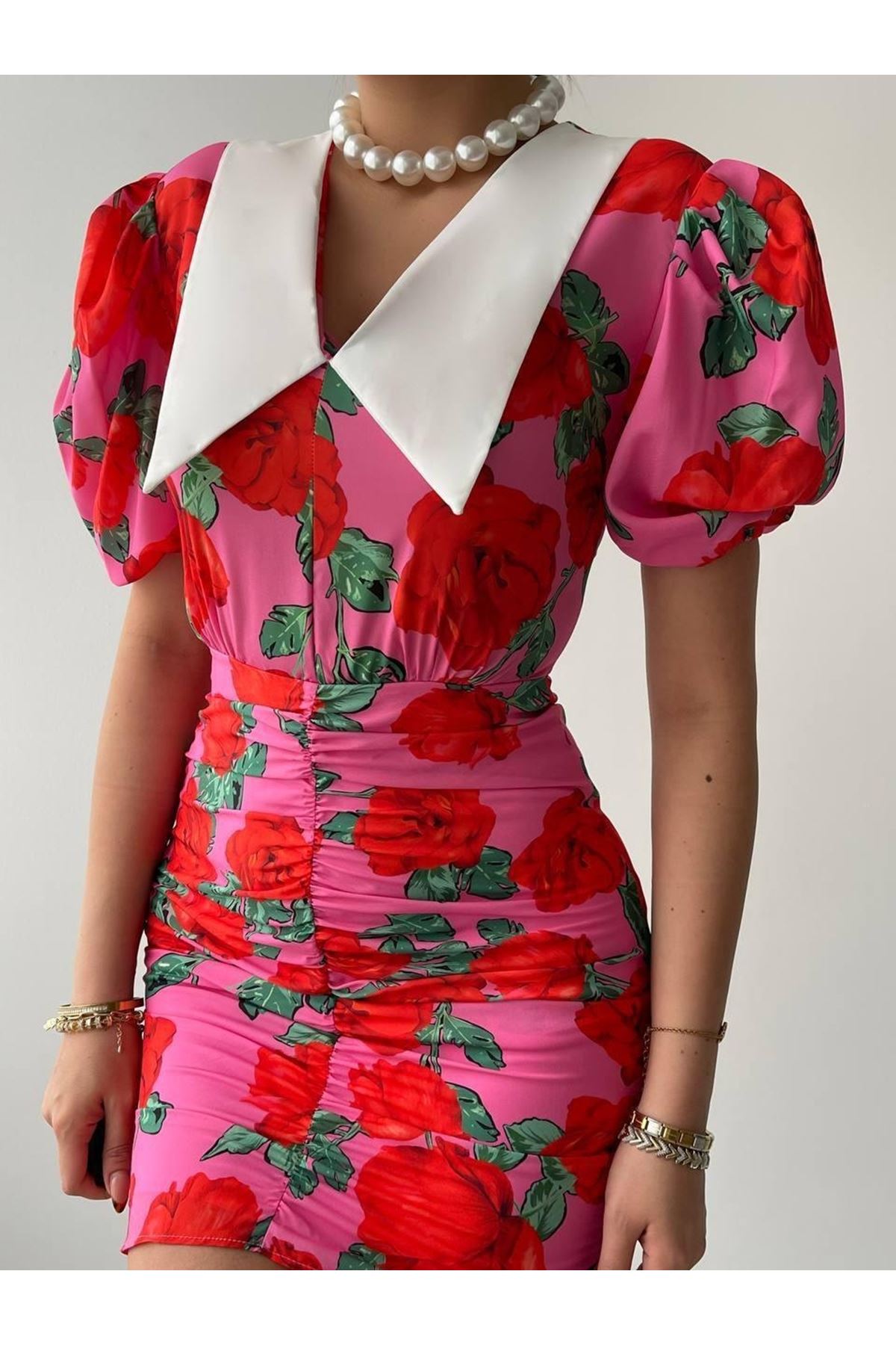 Perast Çiçek Detaylı Elbise