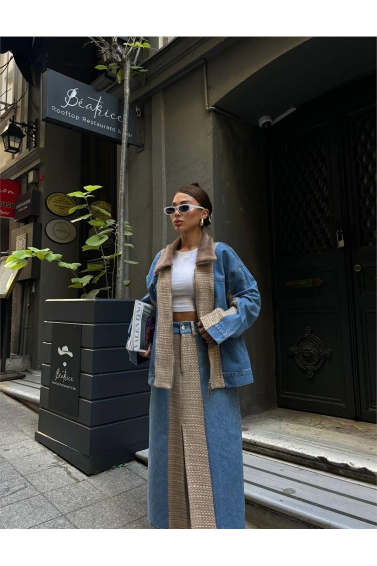 CHANEL GARNİLİ KOT MONT - Bej