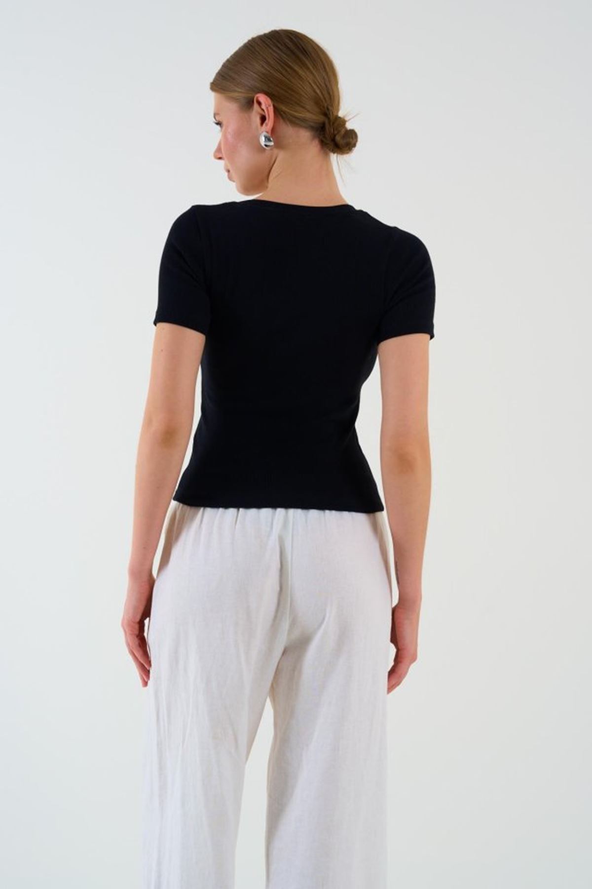 Kısa Kollu T-shirt - Siyah