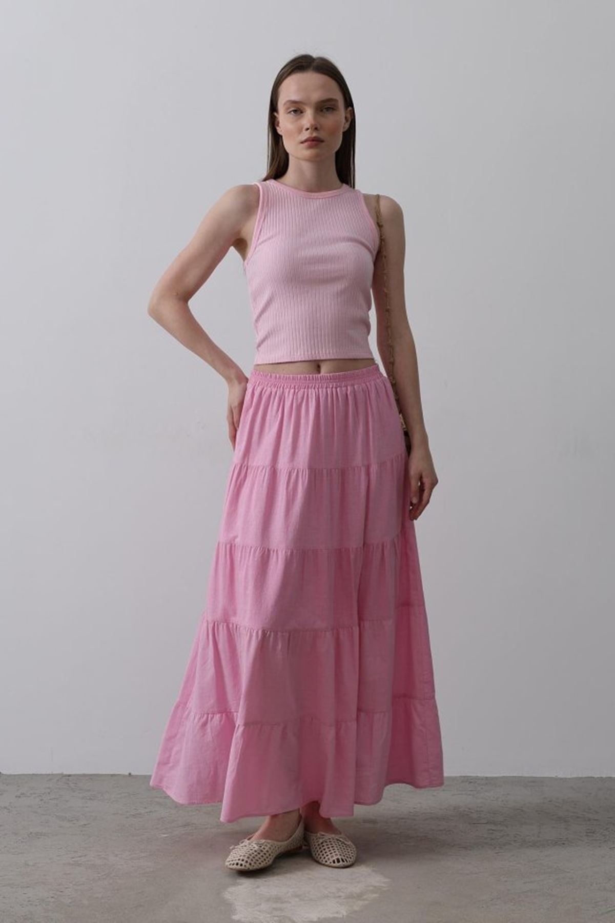 KAT KAT KETEN ETEK - Şeker Pembe