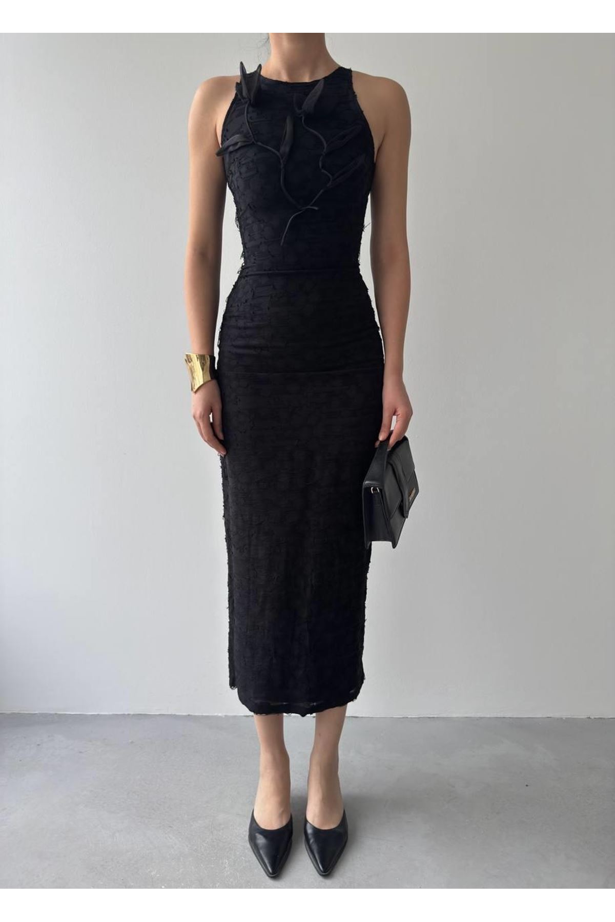 Lers Çiçek Detaylı Elbise