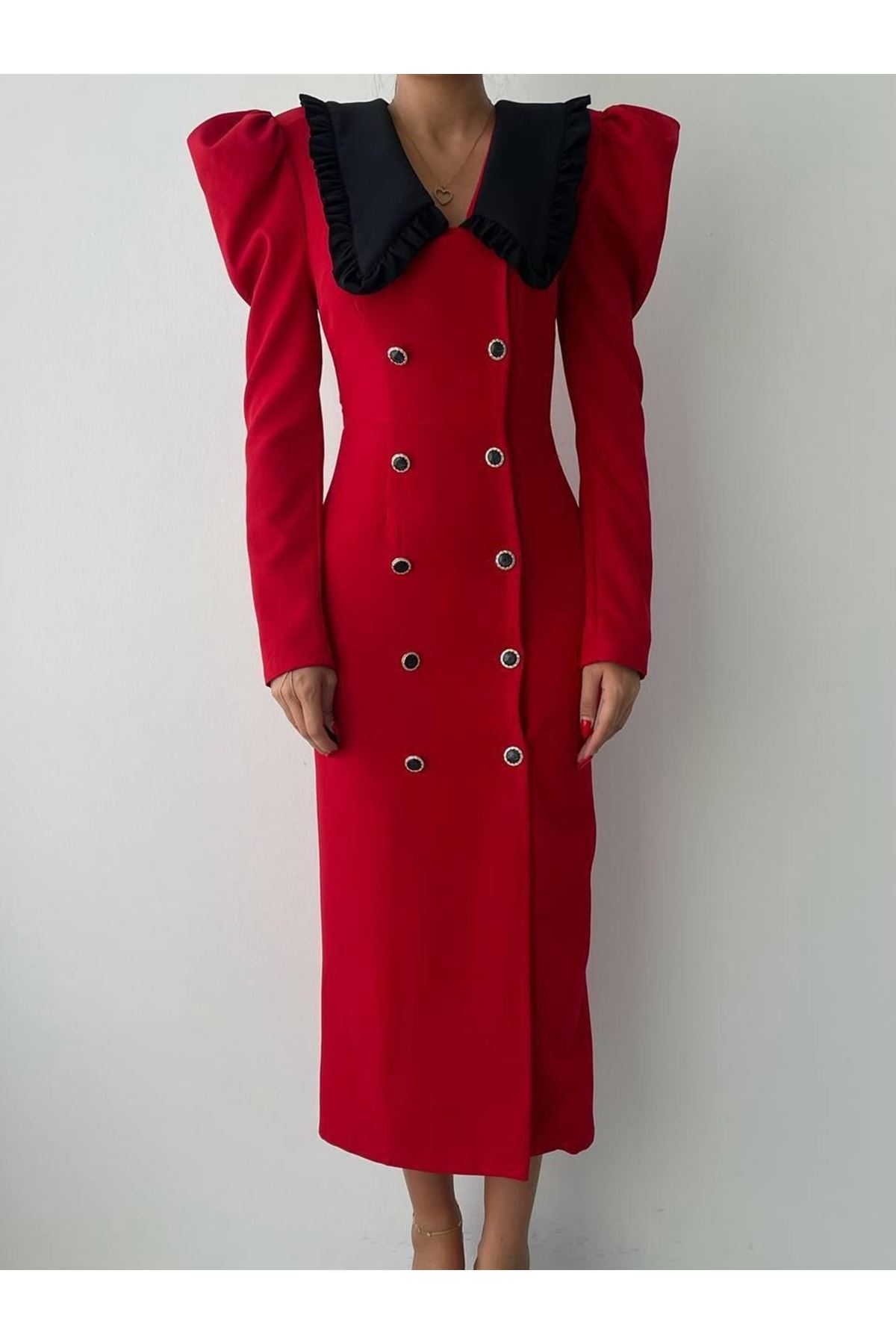 Palmas Geniş Yakalı Elbise