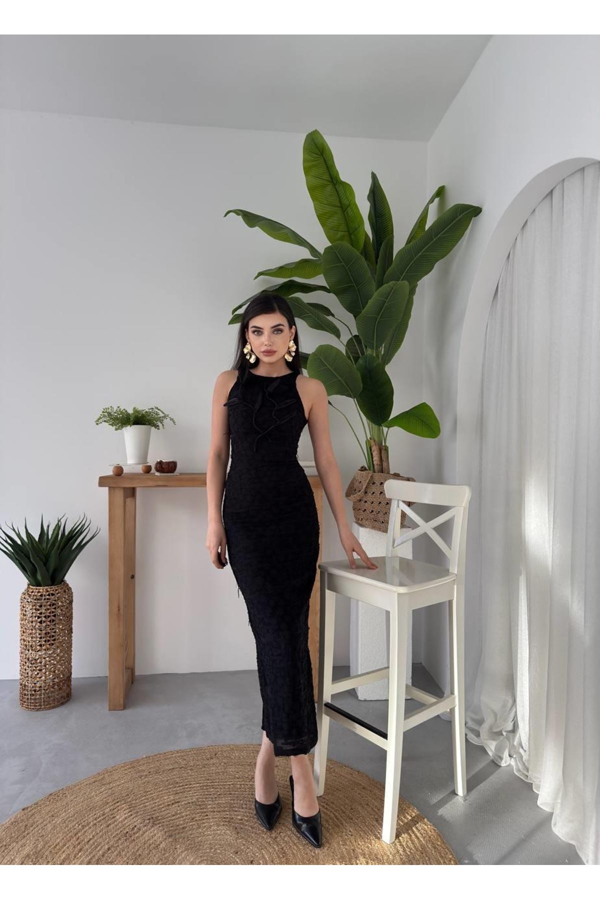 Lers Çiçek Detaylı Elbise