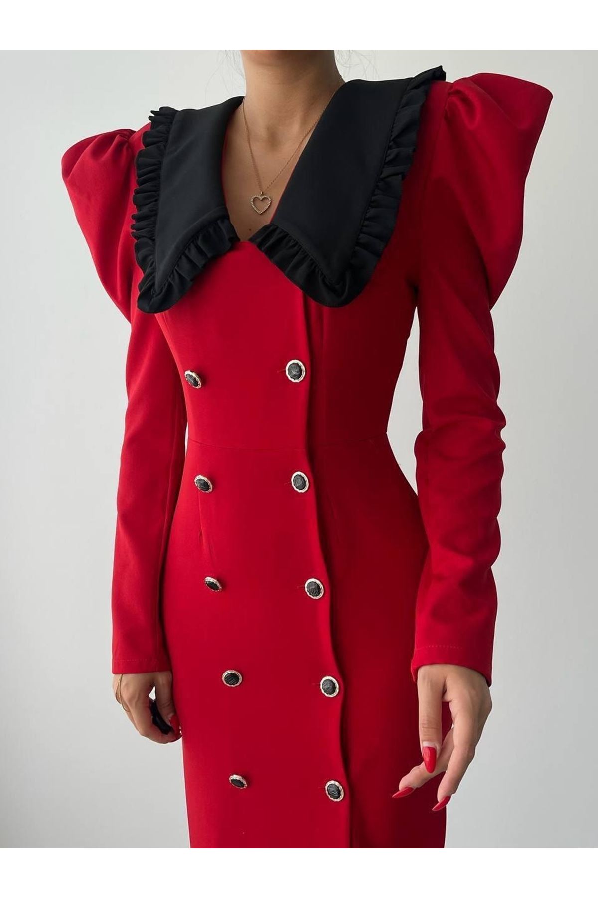 Palmas Geniş Yakalı Elbise