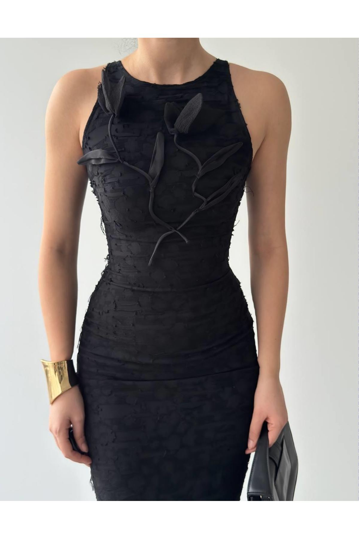 Lers Çiçek Detaylı Elbise