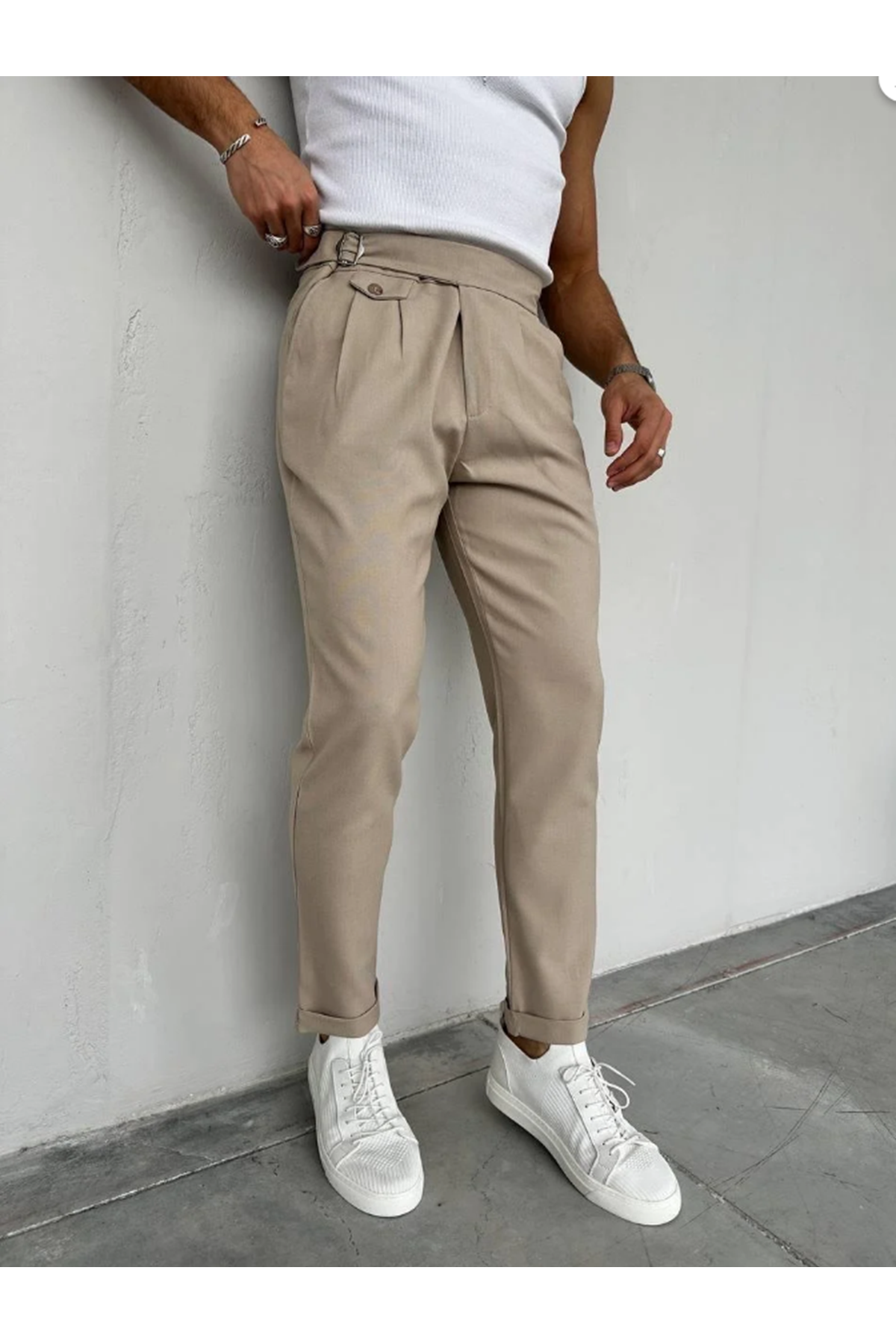 Erkek Bel Toka Detaylı Pileli Old Money Pantolon