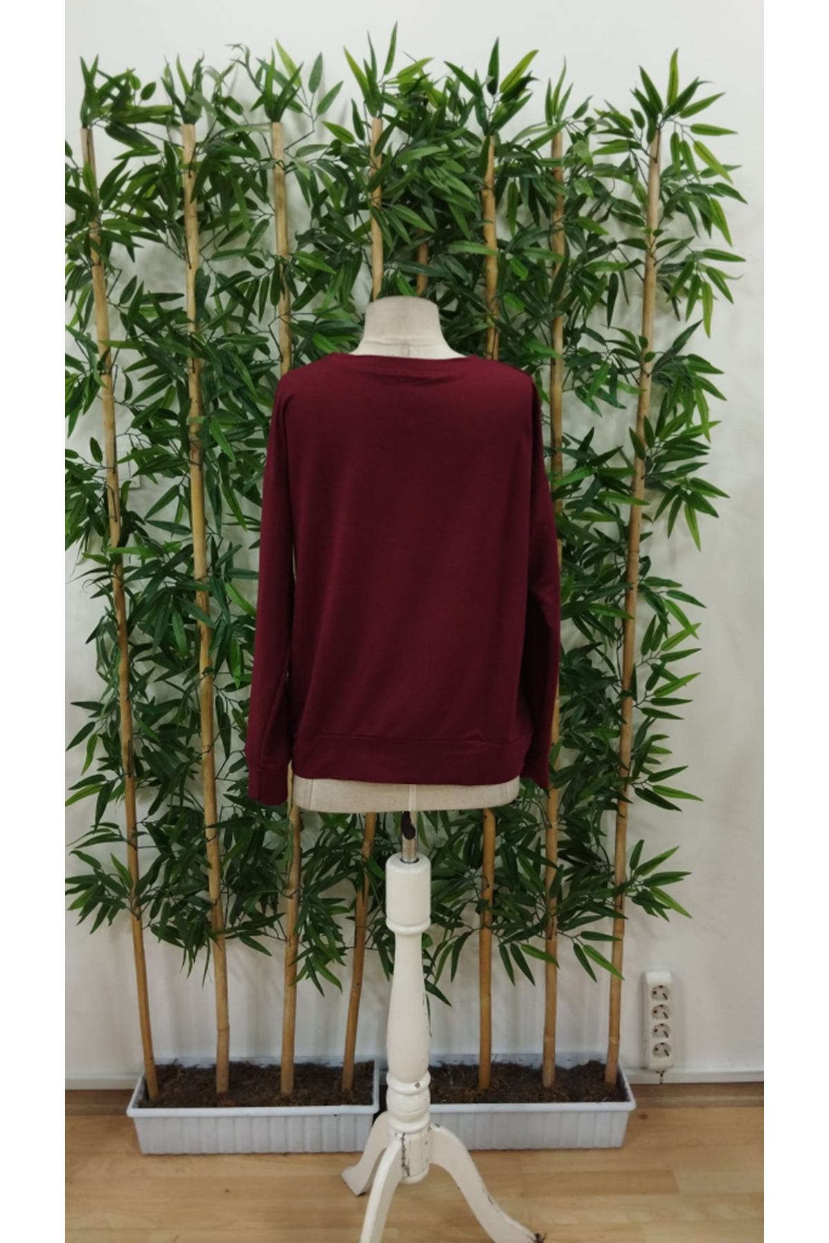 Kadın Uzun Kollu Bisiklet Yaka Viskon Iki Iplik Bluz