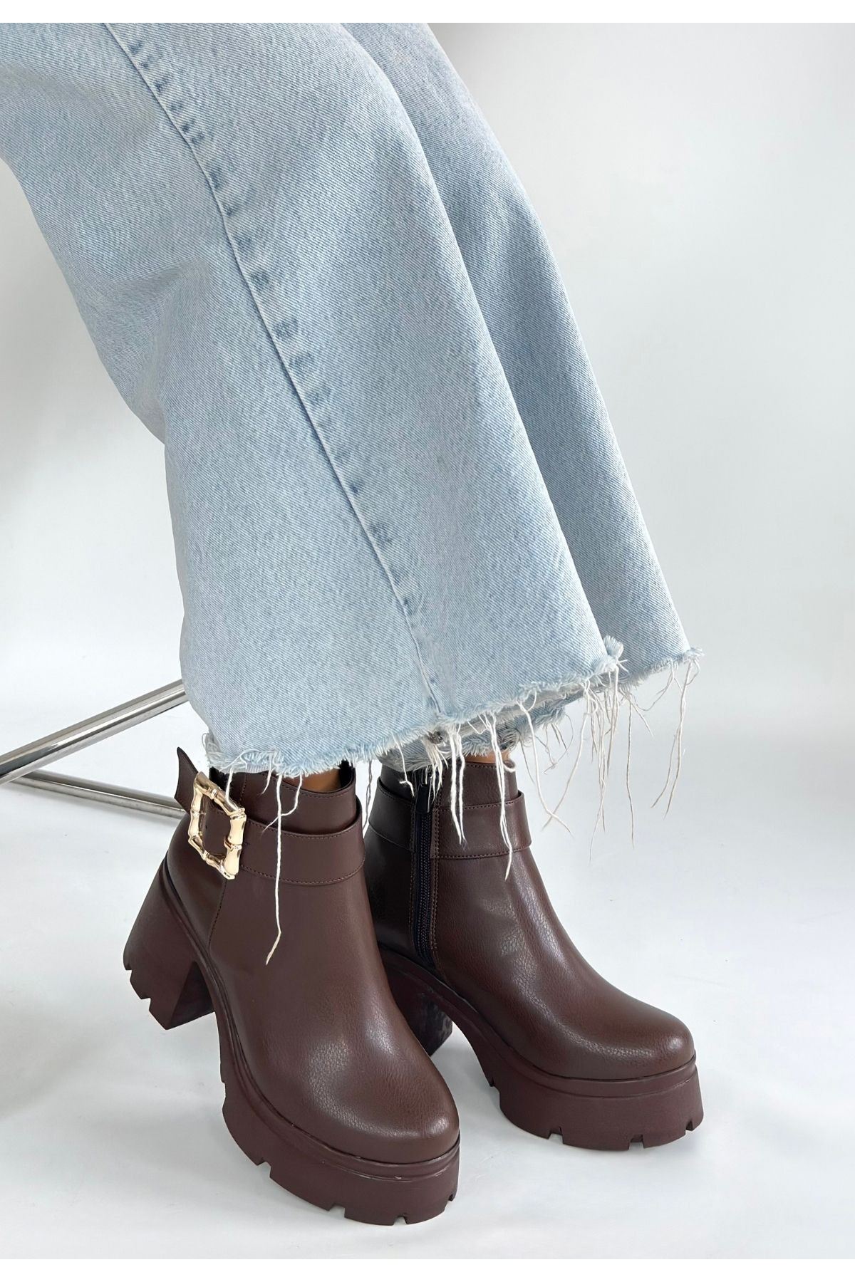 Pinma Kahverengi Cilt Topuklu Bot