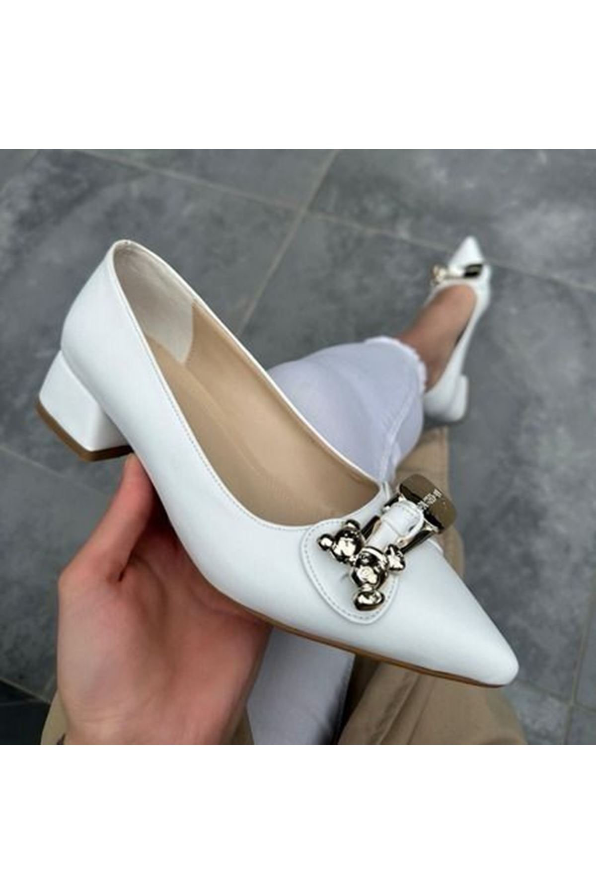 Jies Beyaz Topuklu Ayakkabı