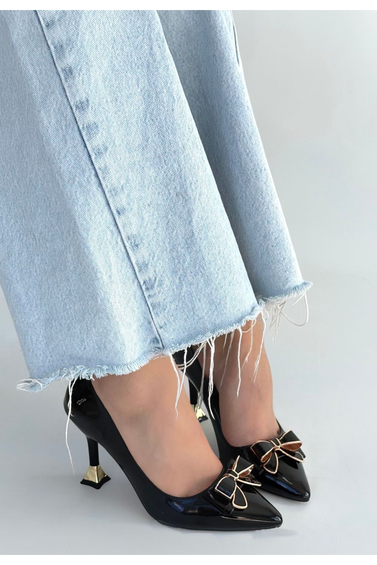 Coby Siyah Rugan Topuklu Ayakkabı