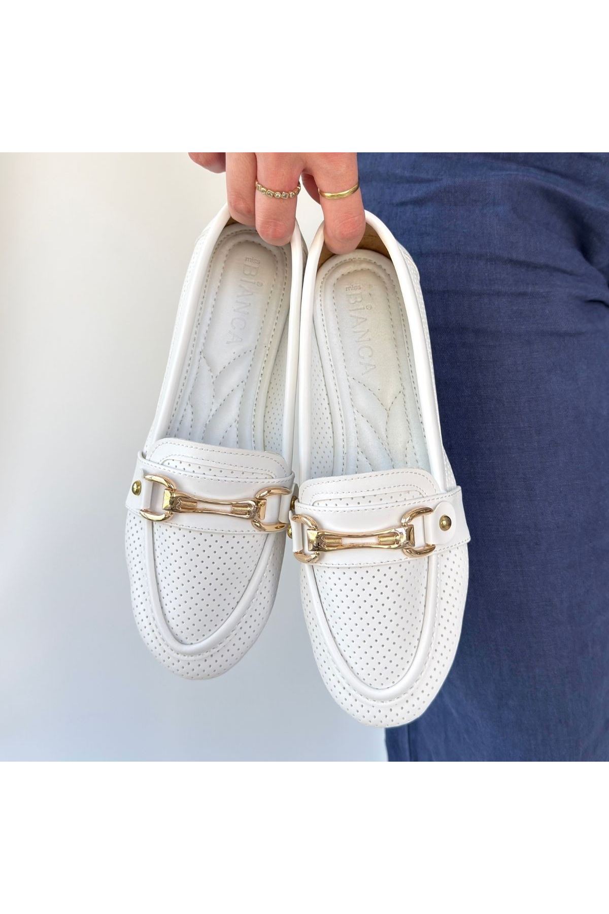 Rain Beyaz Cilt Babet Ayakkabı