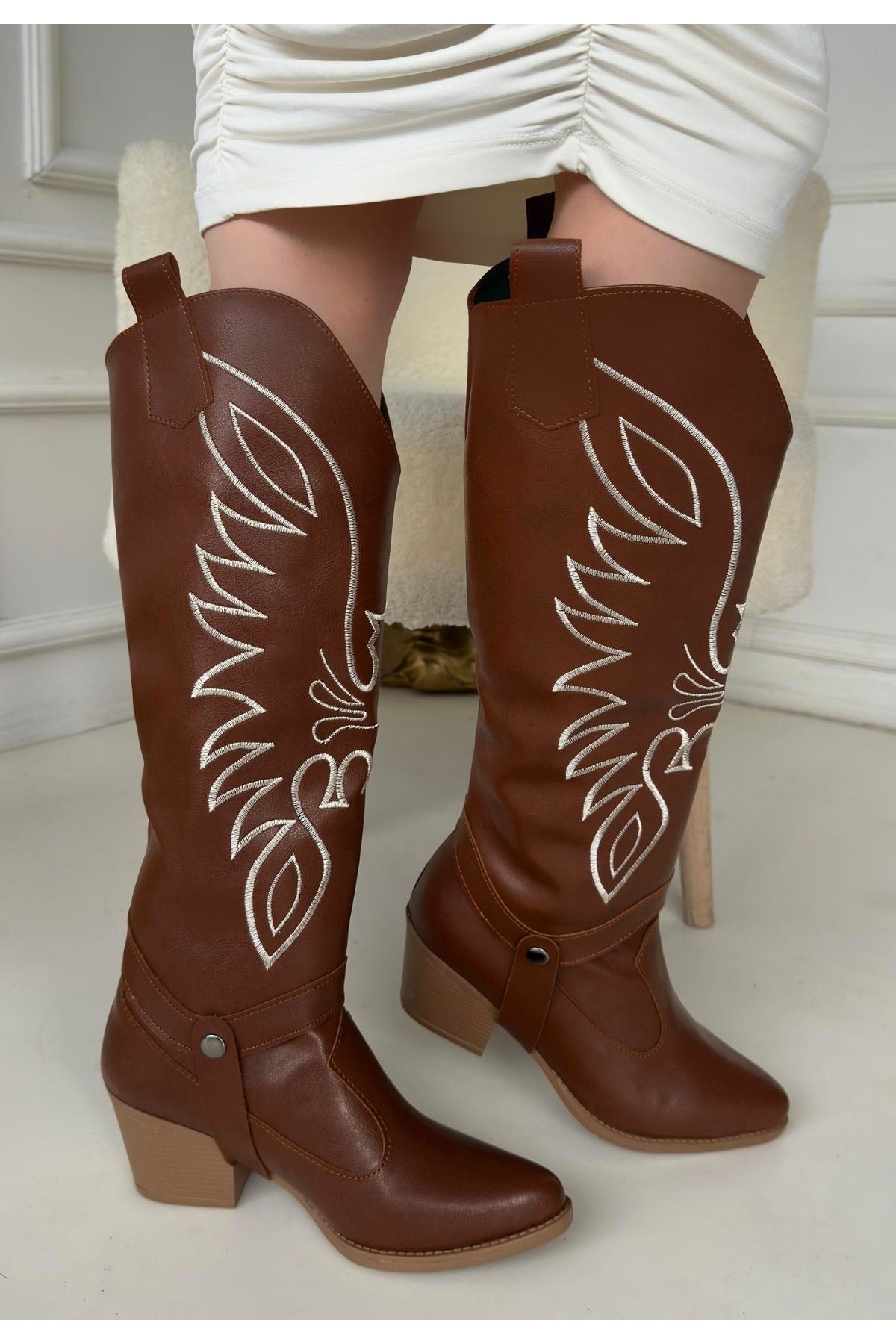 Jilla Taba Cilt Tak Çıkar Topuklu Bot Ve Çizme
