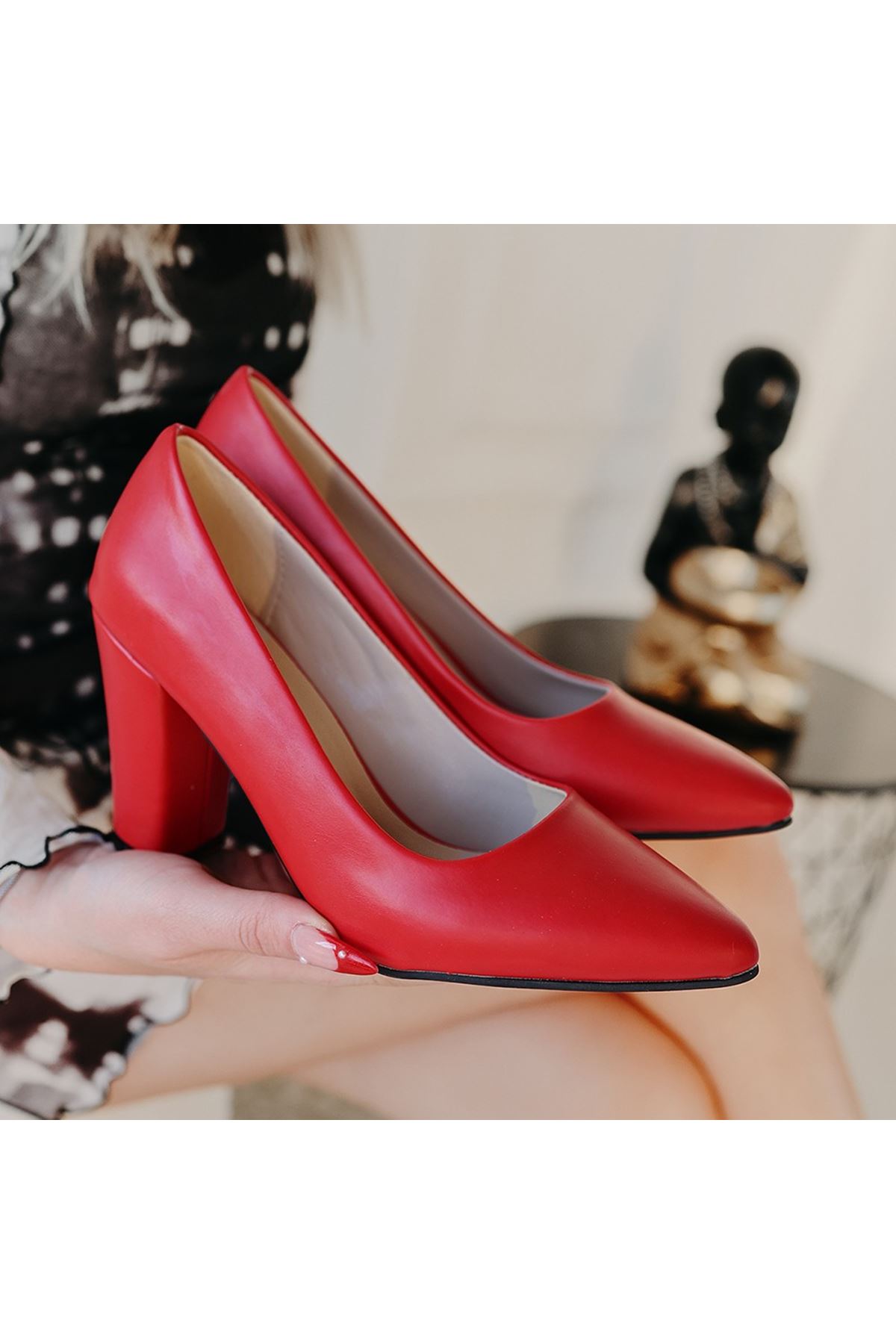 Giort Kırmızı Cilt Topuklu Ayakkabı