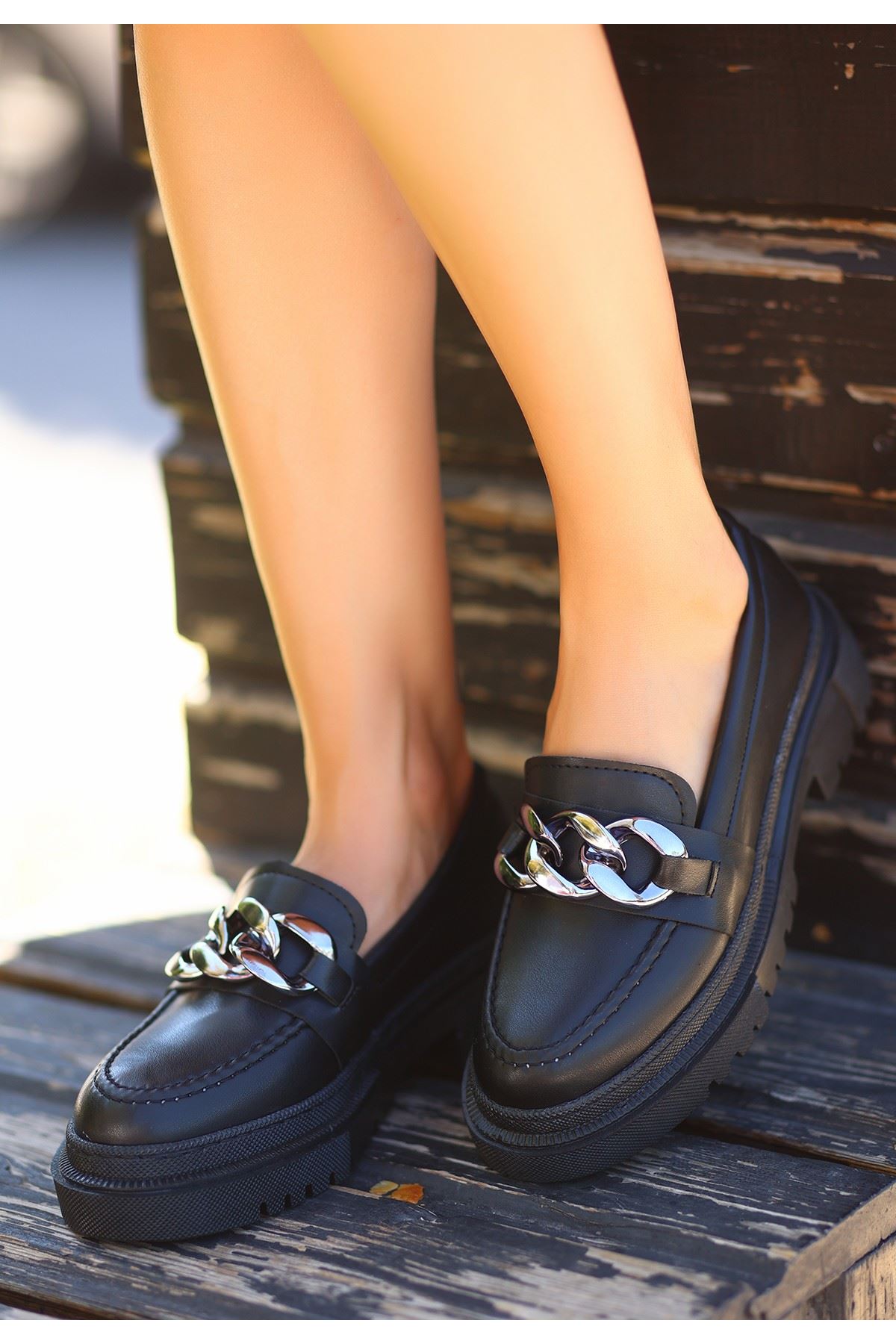 Biga Siyah Cilt  Ayakkabı