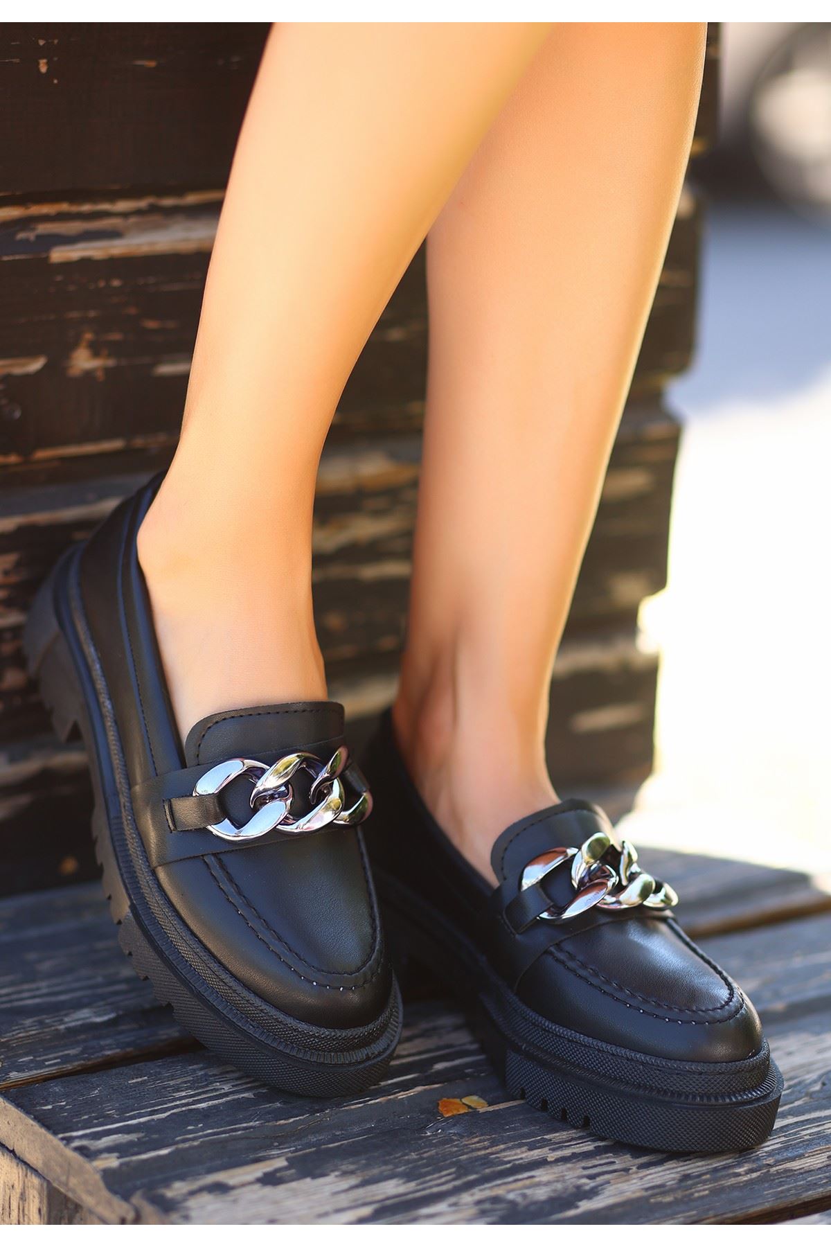 Biga Siyah Cilt  Ayakkabı