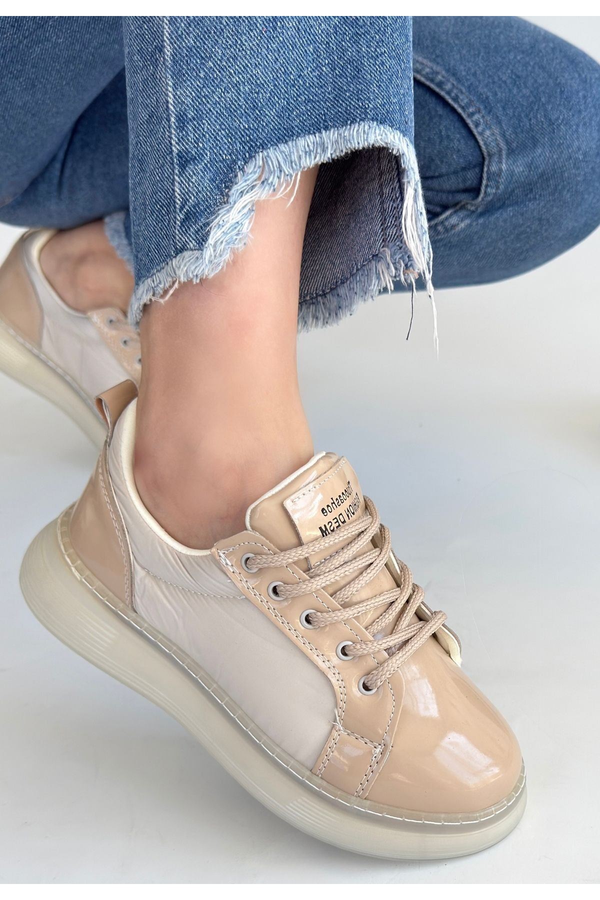 Piona Bej Rugan Bağcıklı Spor Ayakkabı