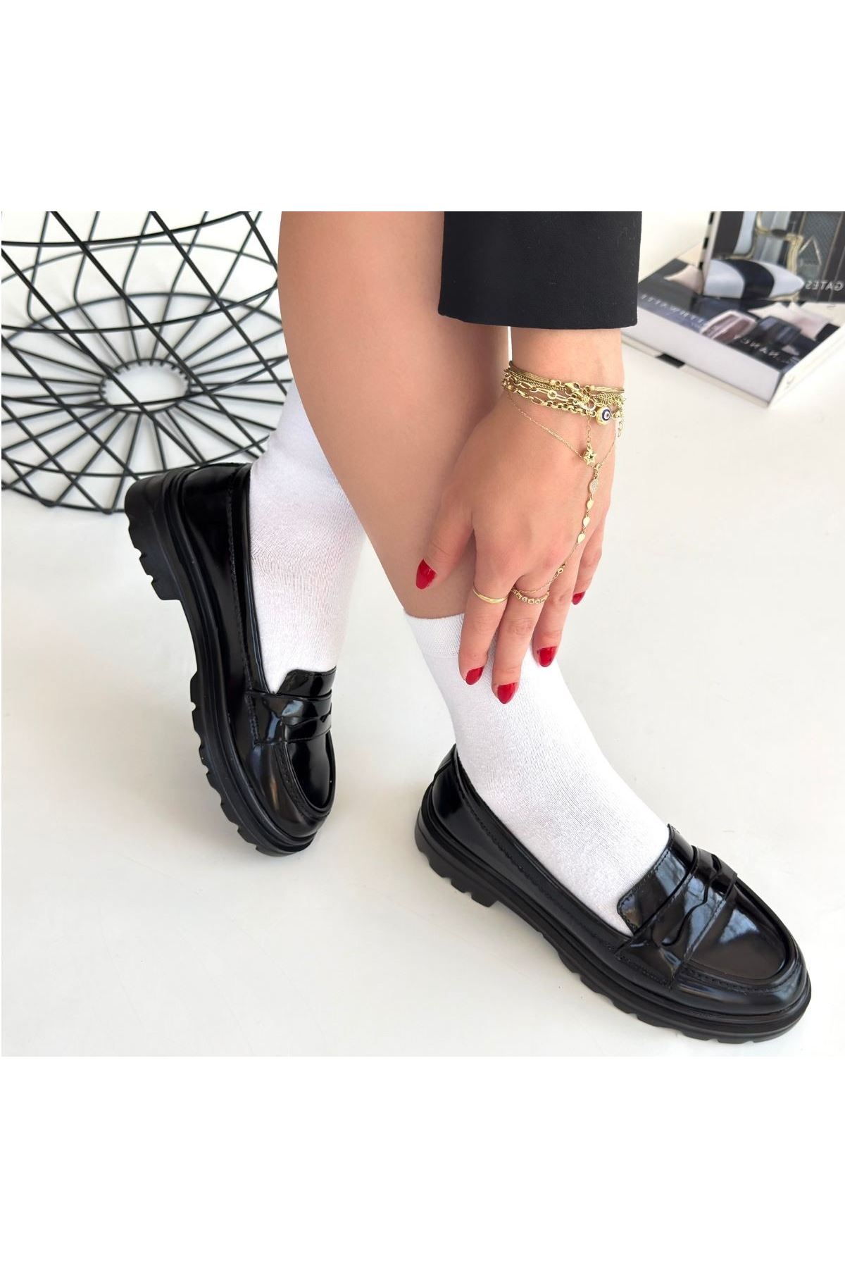 Narli Siyah Rugan Oxford Ayakkabı