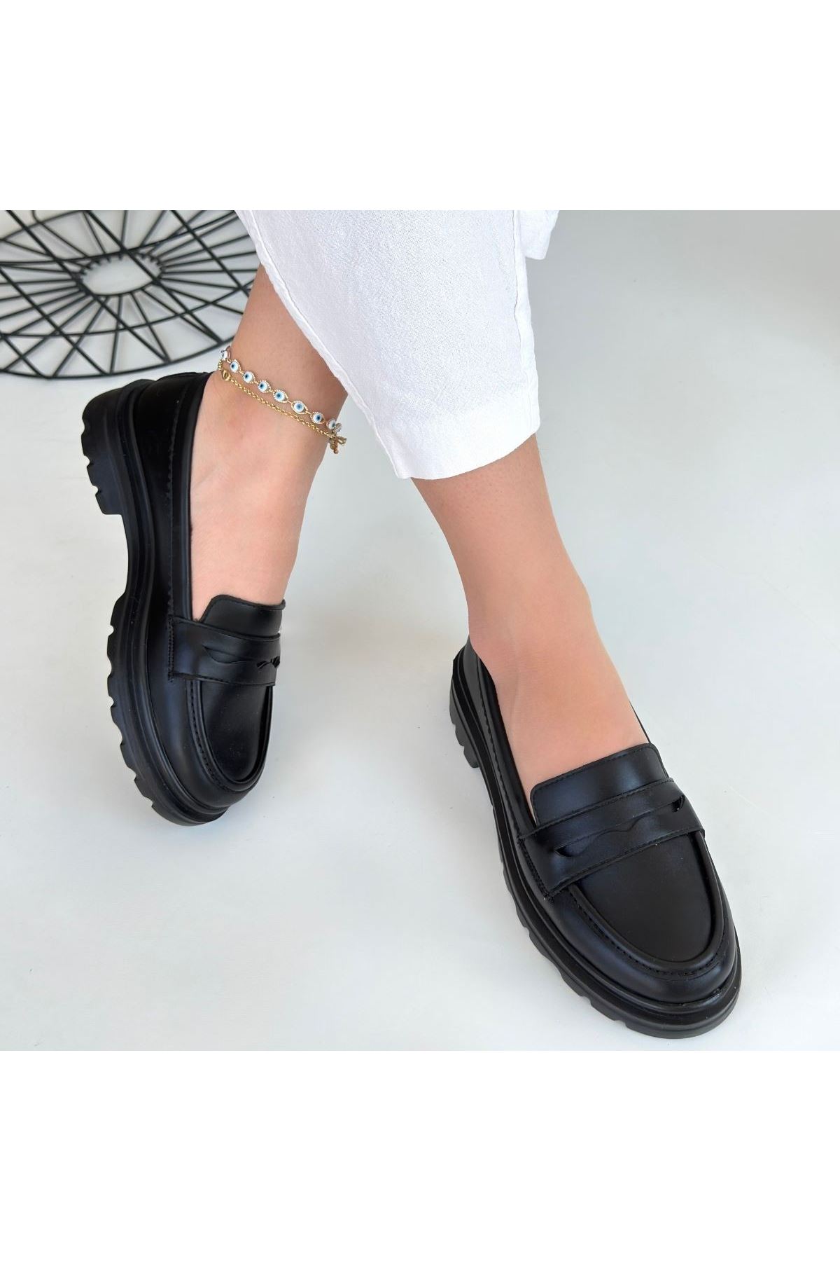 Narli Siyah Cilt Oxford Ayakkabı